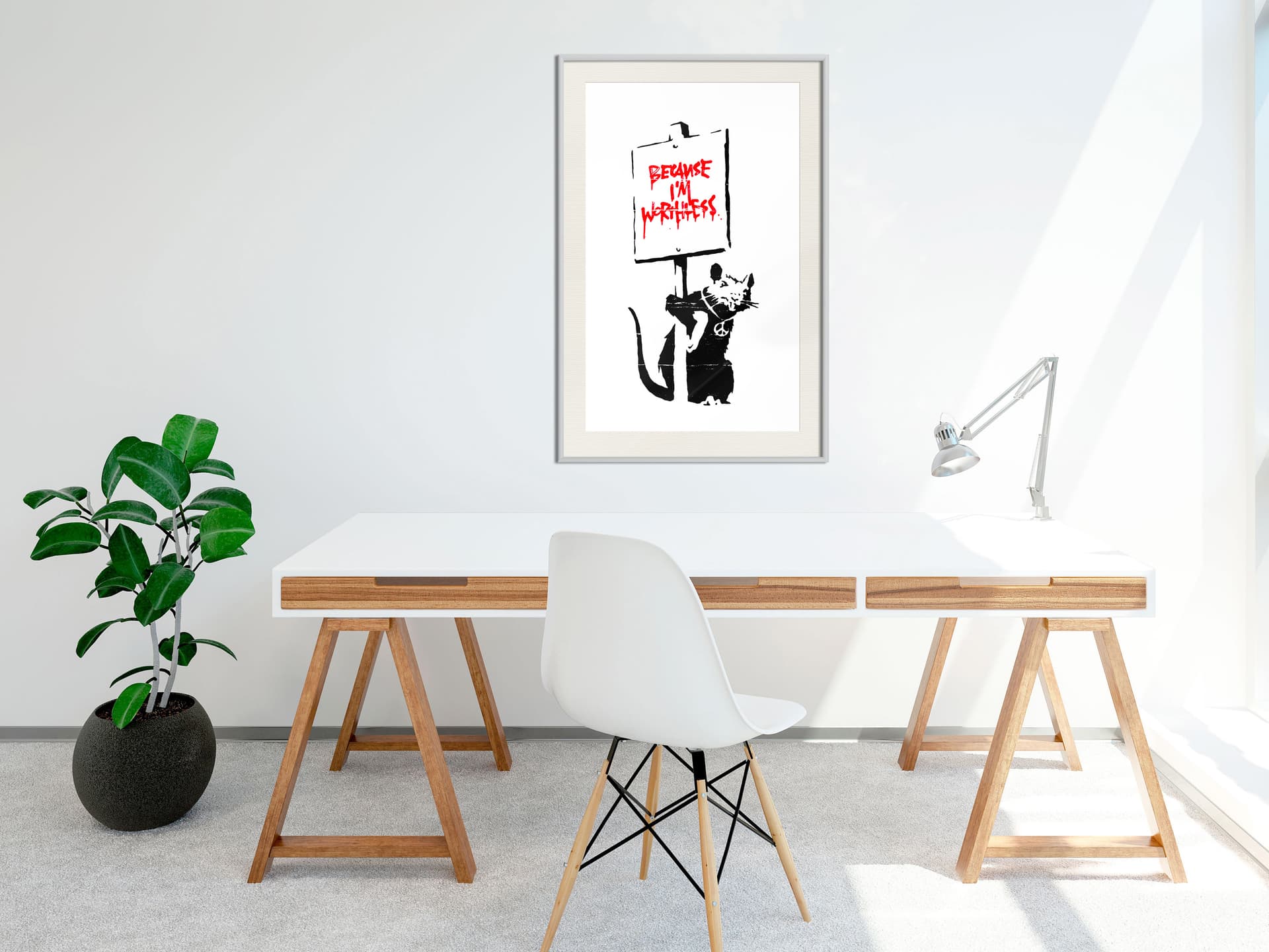 

Plakat - Banksy: Because I’m Worthless (rozmiar 40x60, wykończenie Rama biała z passe-partout)