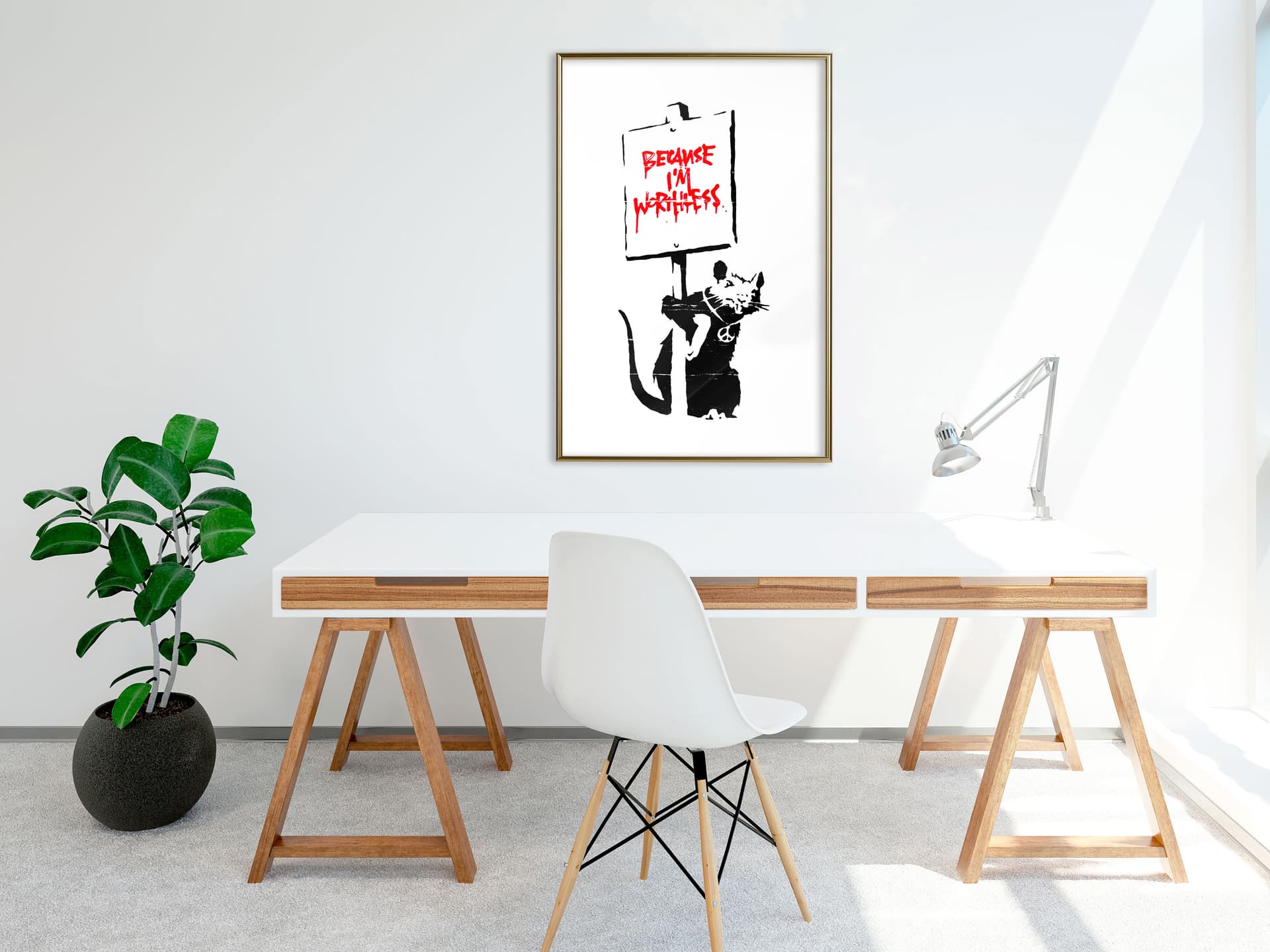 

Plakat - Banksy: Because I’m Worthless (rozmiar 40x60, wykończenie Rama złota)