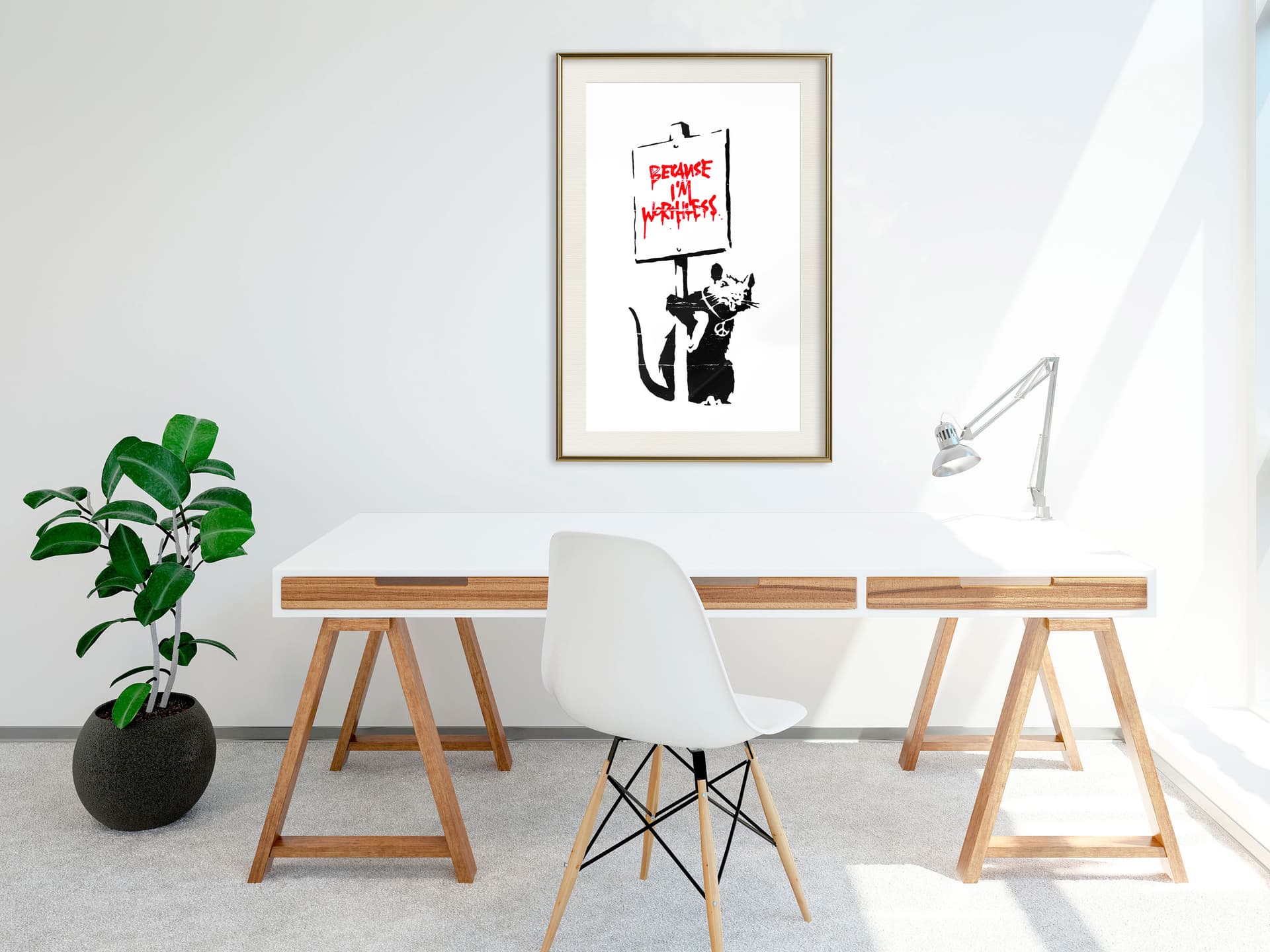 

Plakat - Banksy: Because I’m Worthless (rozmiar 30x45, wykończenie Rama złota z passe-partout)