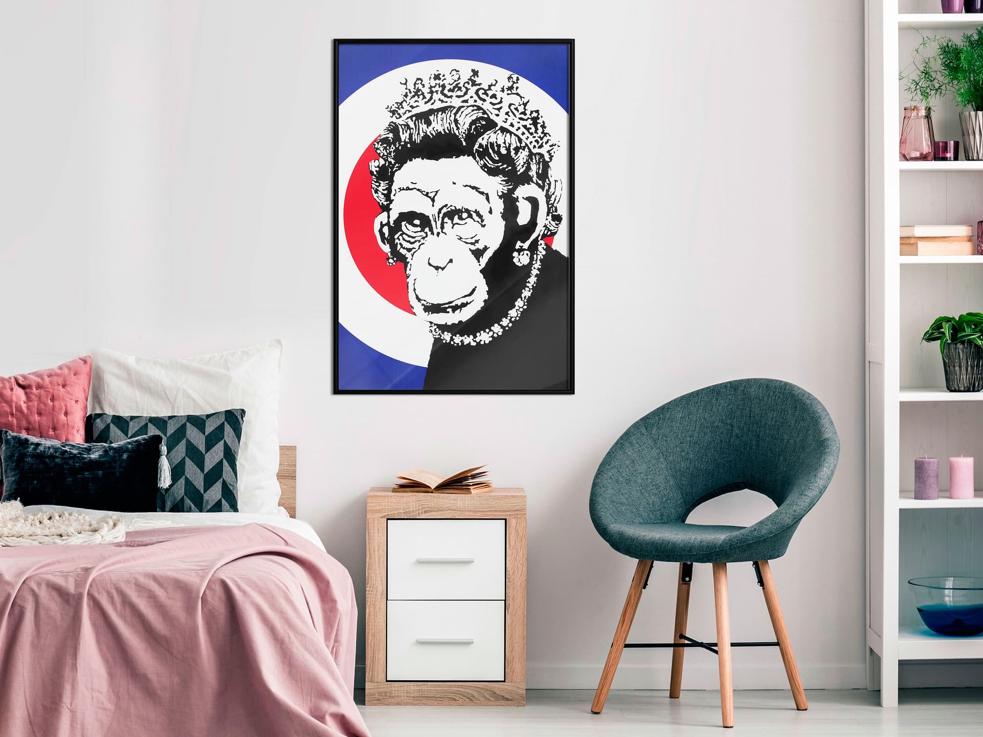 

Plakat - Banksy: Monkey Queen (rozmiar 20x30, wykończenie Rama czarna)