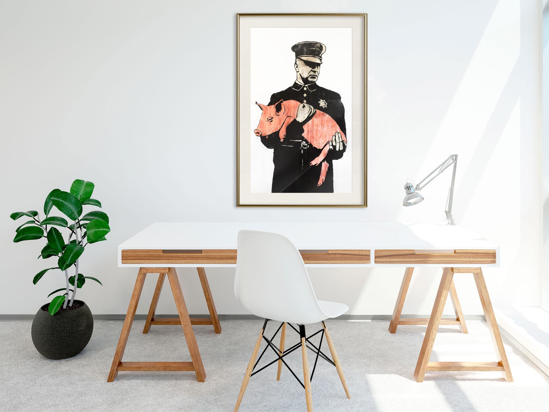 

Plakat - Świnia (rozmiar 40x60, wykończenie Rama złota z passe-partout)