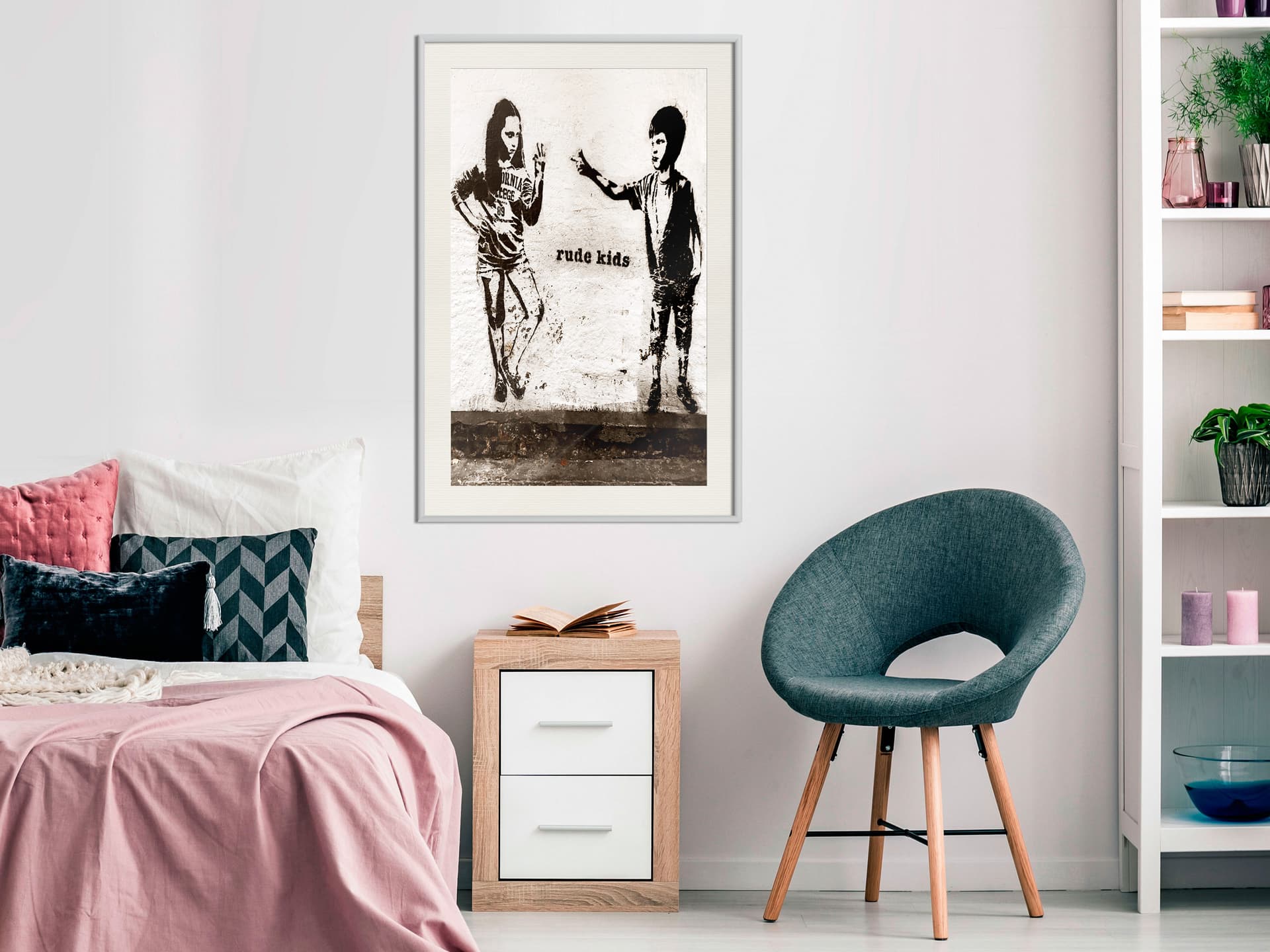 

Plakat - Banksy: Rude Kids (rozmiar 40x60, wykończenie Rama biała z passe-partout)