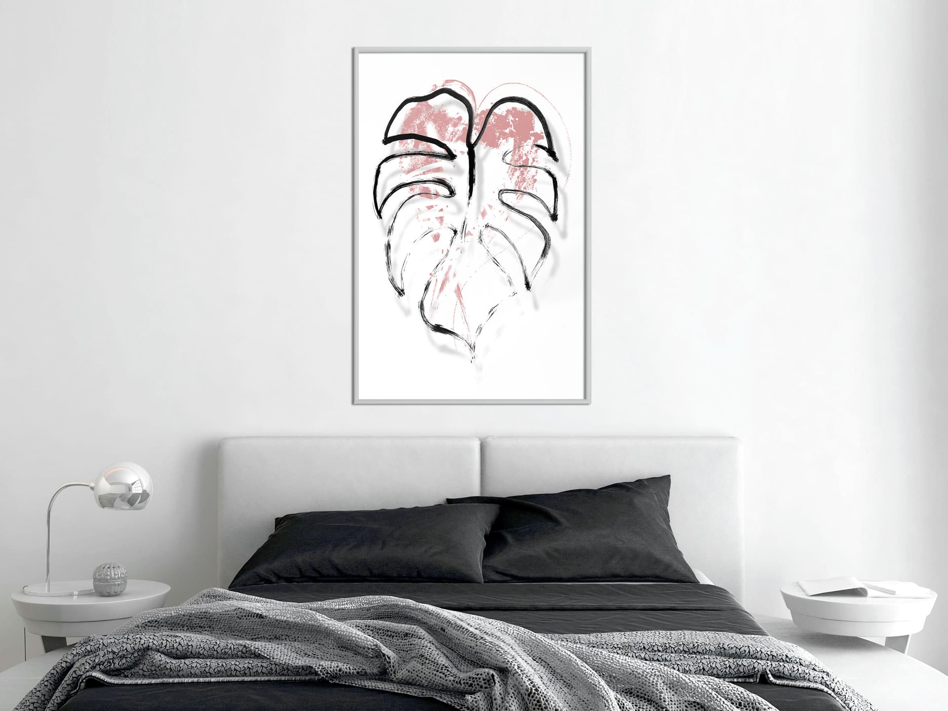 

Plakat - Czarny obrys liścia (rozmiar 40x60, wykończenie Rama biała)