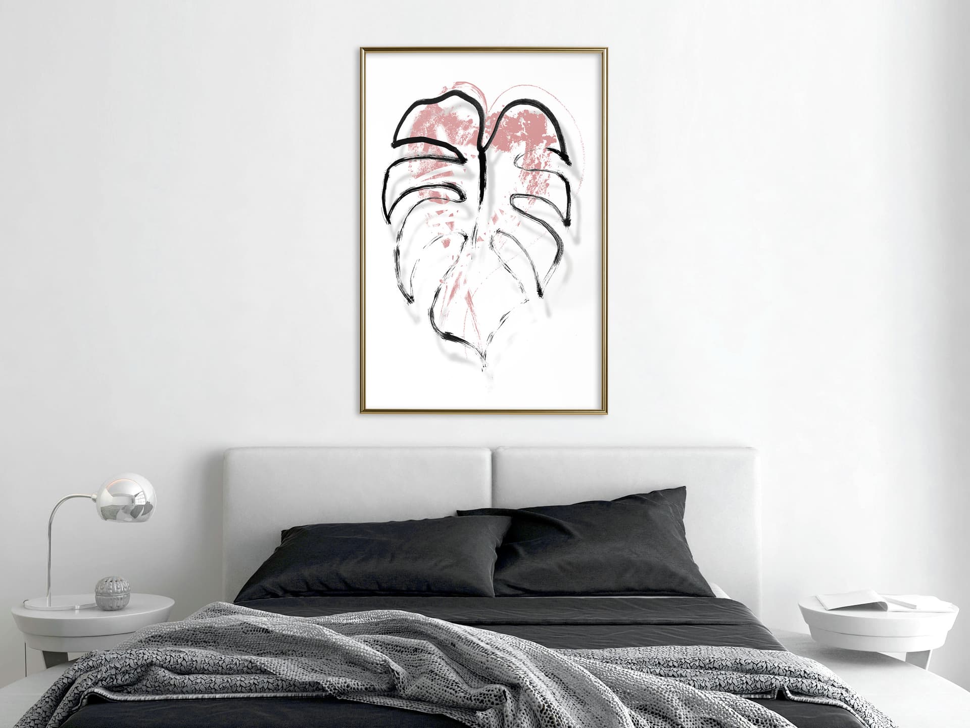 

Plakat - Czarny obrys liścia (rozmiar 30x45, wykończenie Rama złota)