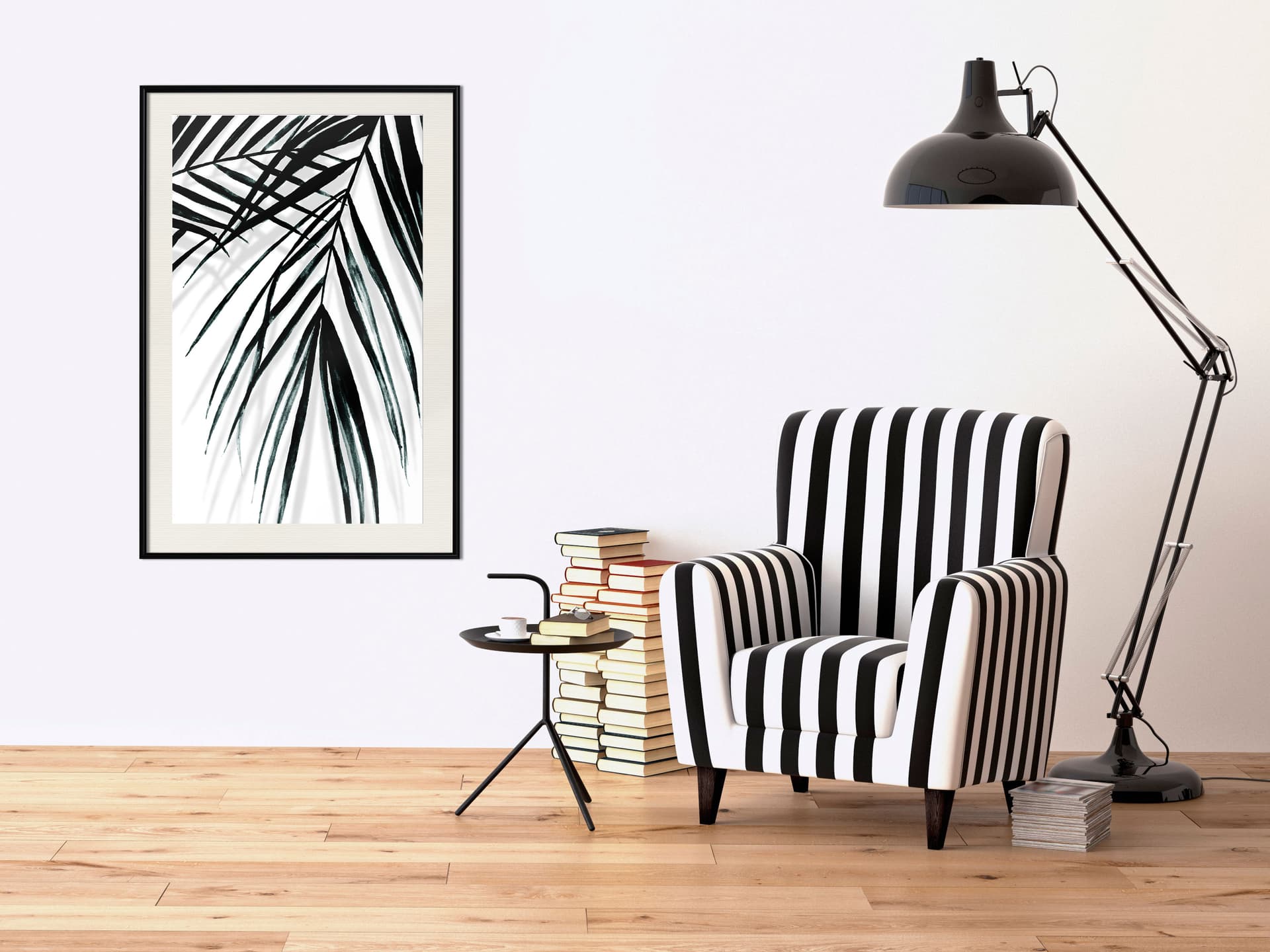 

Plakat - Liść i cień (rozmiar 20x30, wykończenie Rama czarna z passe-partout)