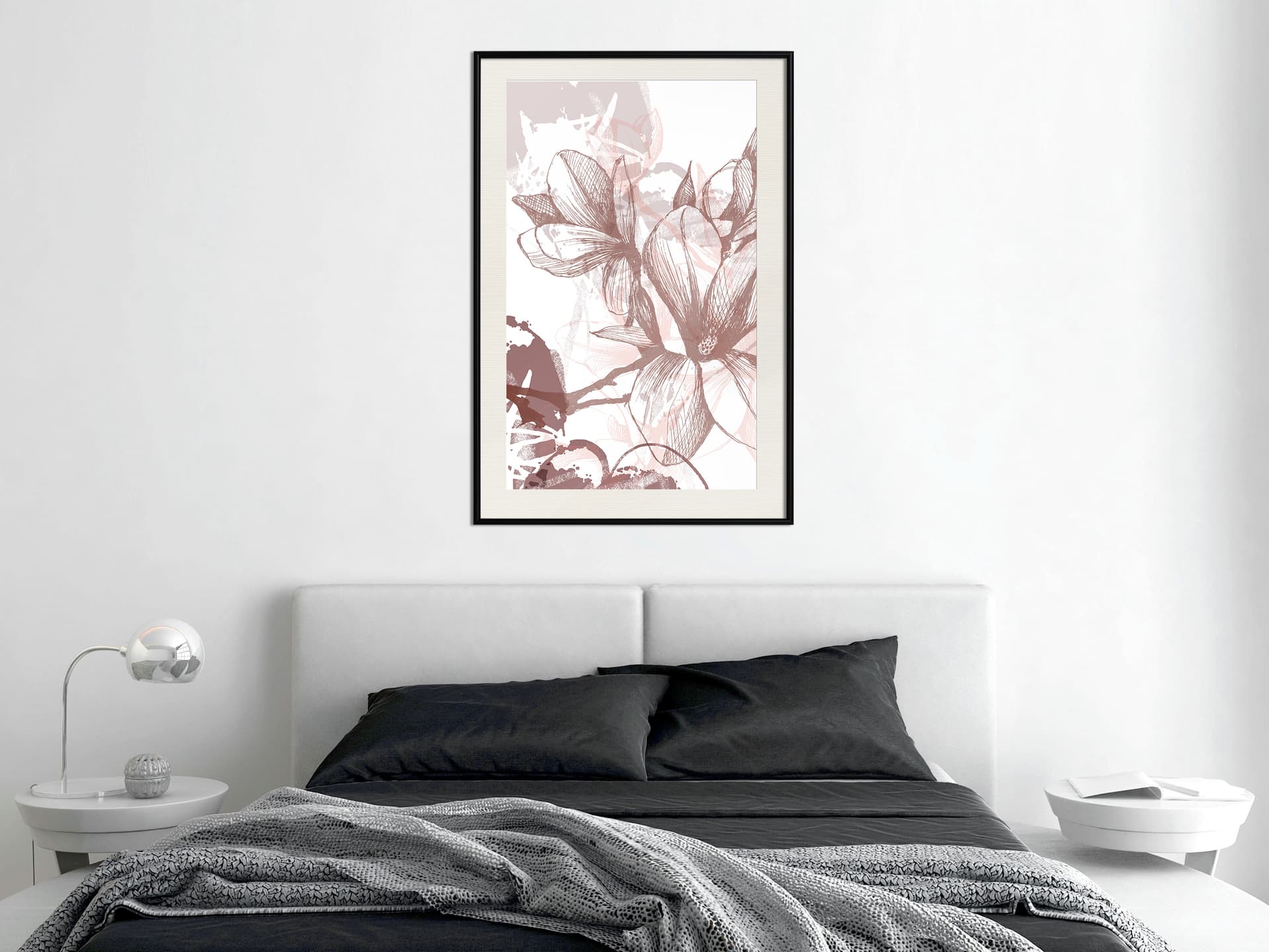 

Plakat - Narysowany kwiat (rozmiar 20x30, wykończenie Rama czarna z passe-partout)