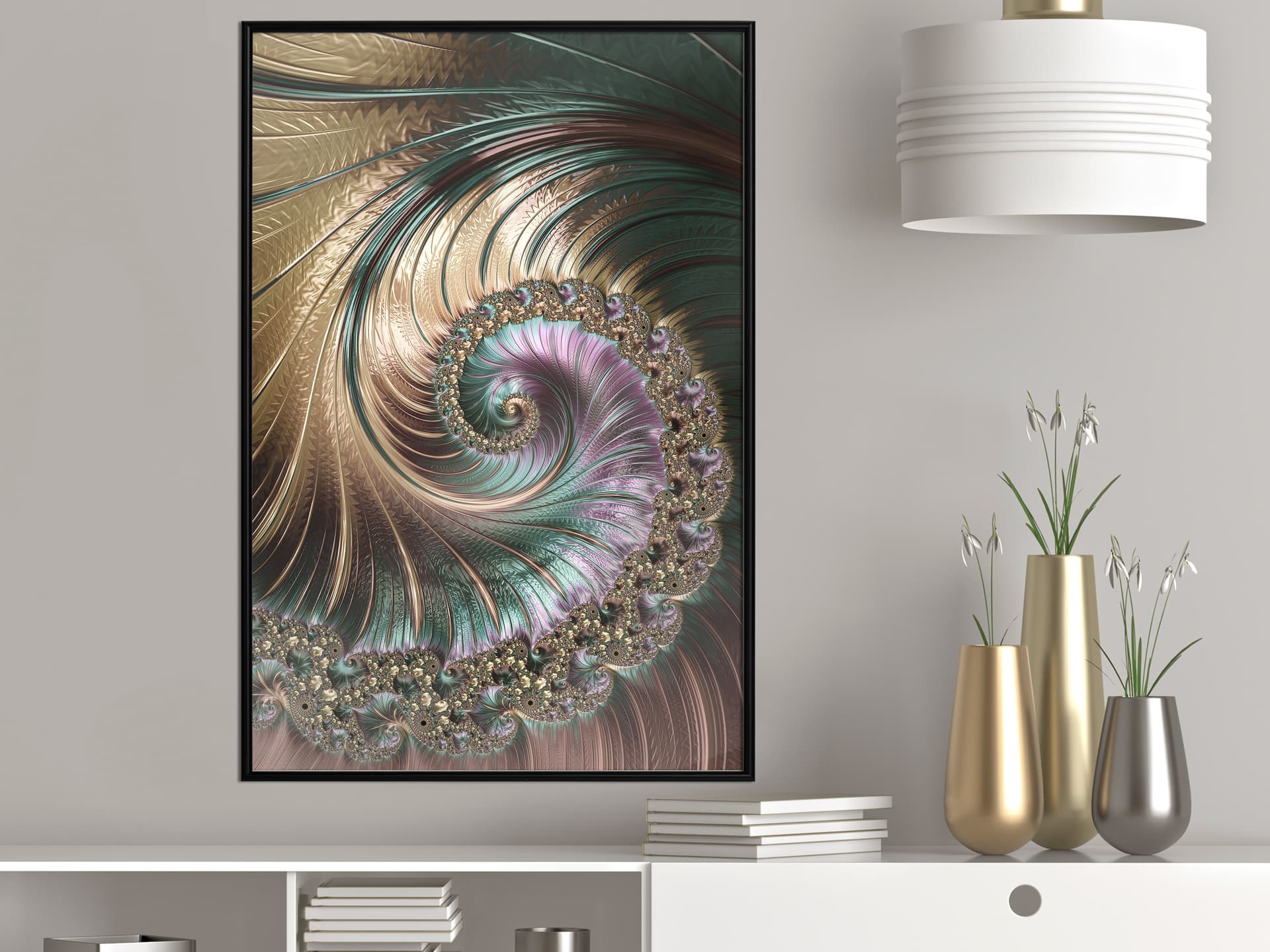 

Plakat - Opalizująca spirala (rozmiar 20x30, wykończenie Rama czarna)