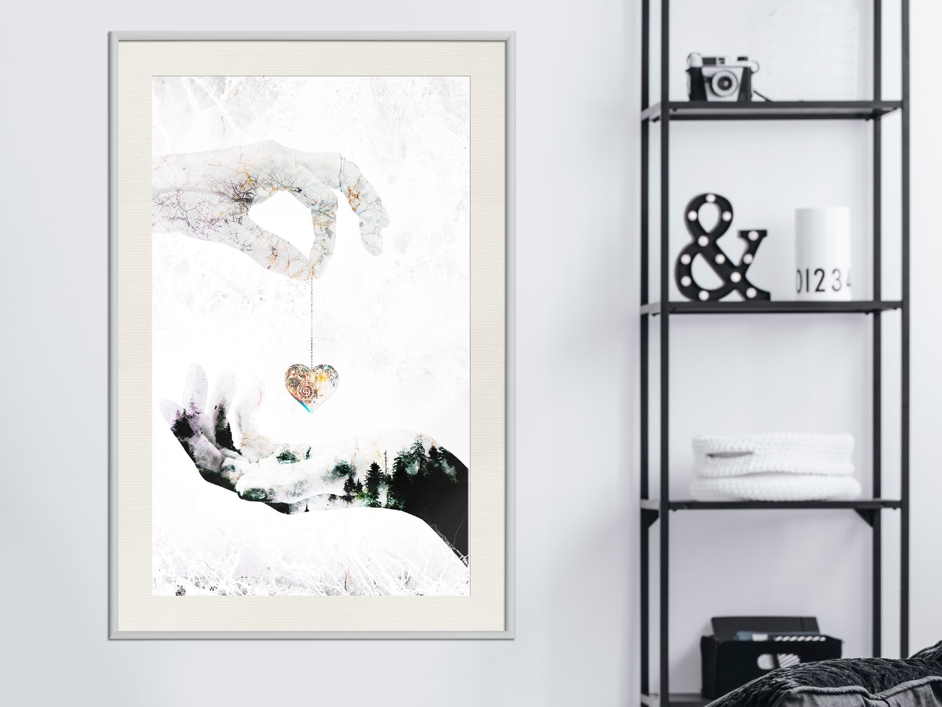 

Plakat - Daj mi swoje serce (rozmiar 20x30, wykończenie Rama biała z passe-partout)