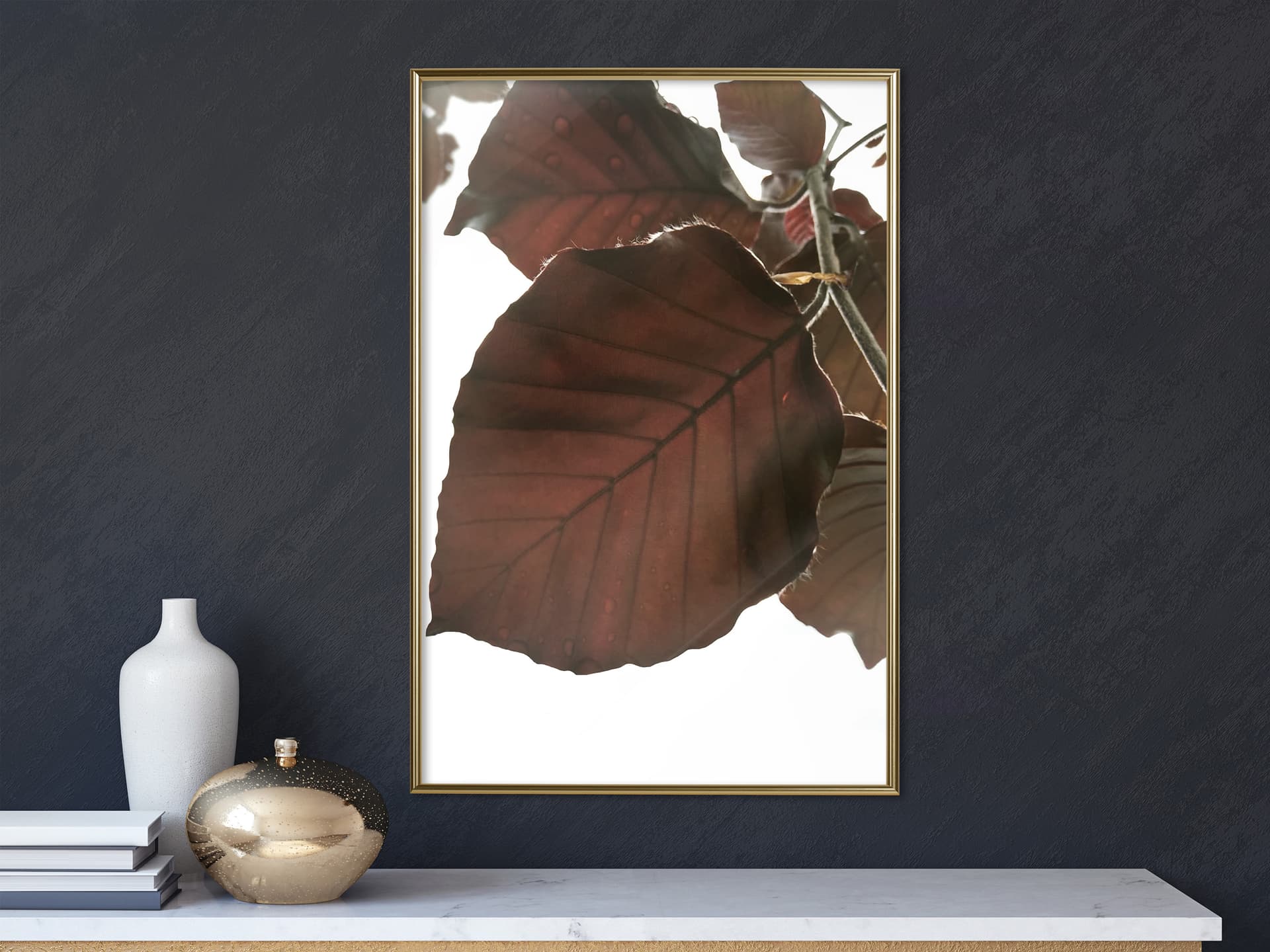 

Plakat - Bordowy liść lipy (rozmiar 20x30, wykończenie Rama złota)