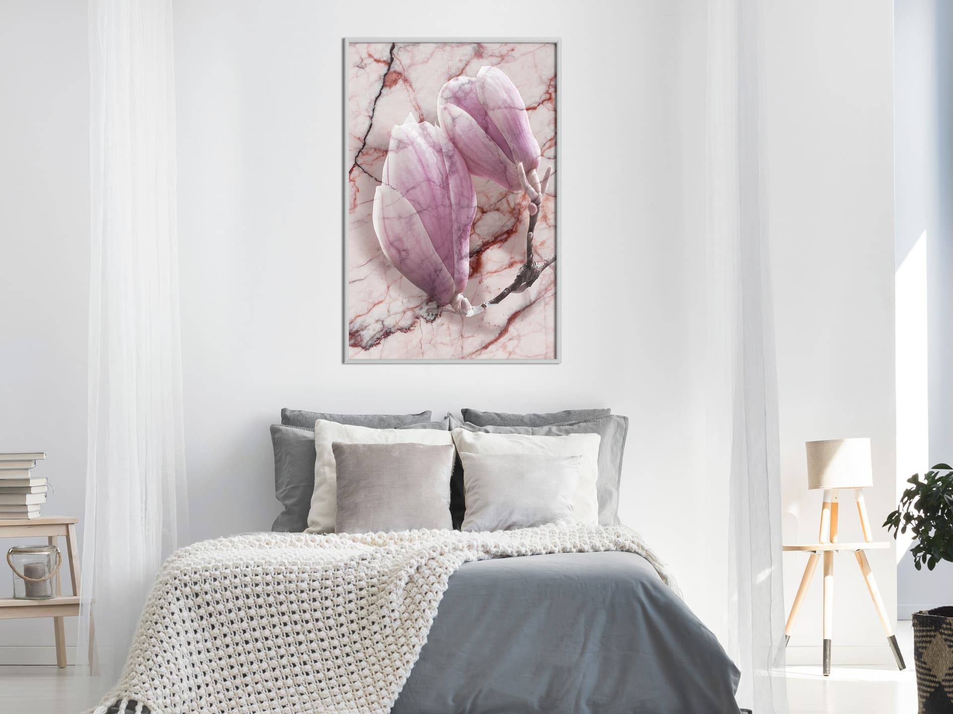

Plakat - Magnolia na marmurowym tle (rozmiar 20x30, wykończenie Rama biała)