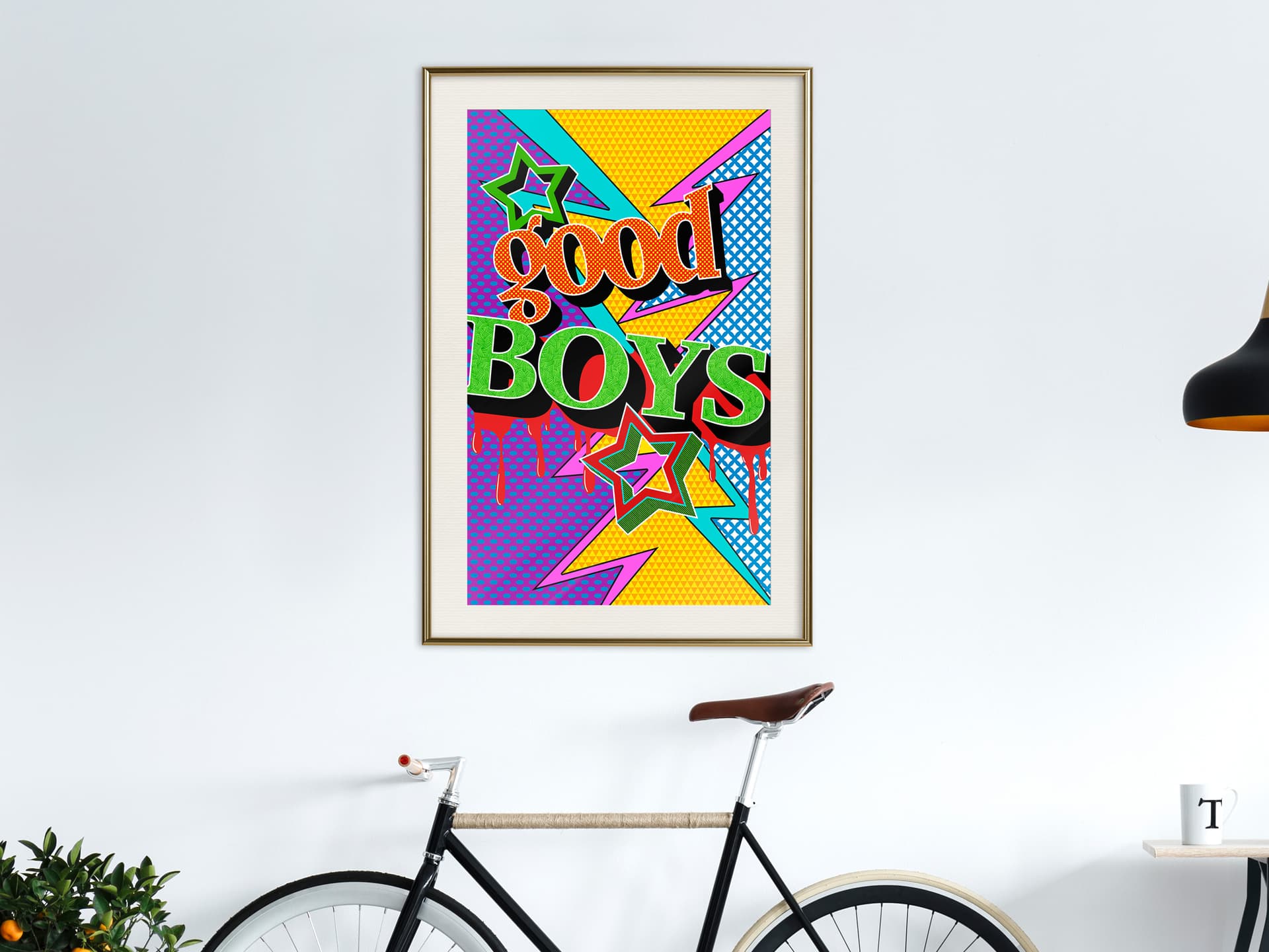 

Plakat - Grzeczni chłopcy (rozmiar 30x45, wykończenie Rama złota z passe-partout)