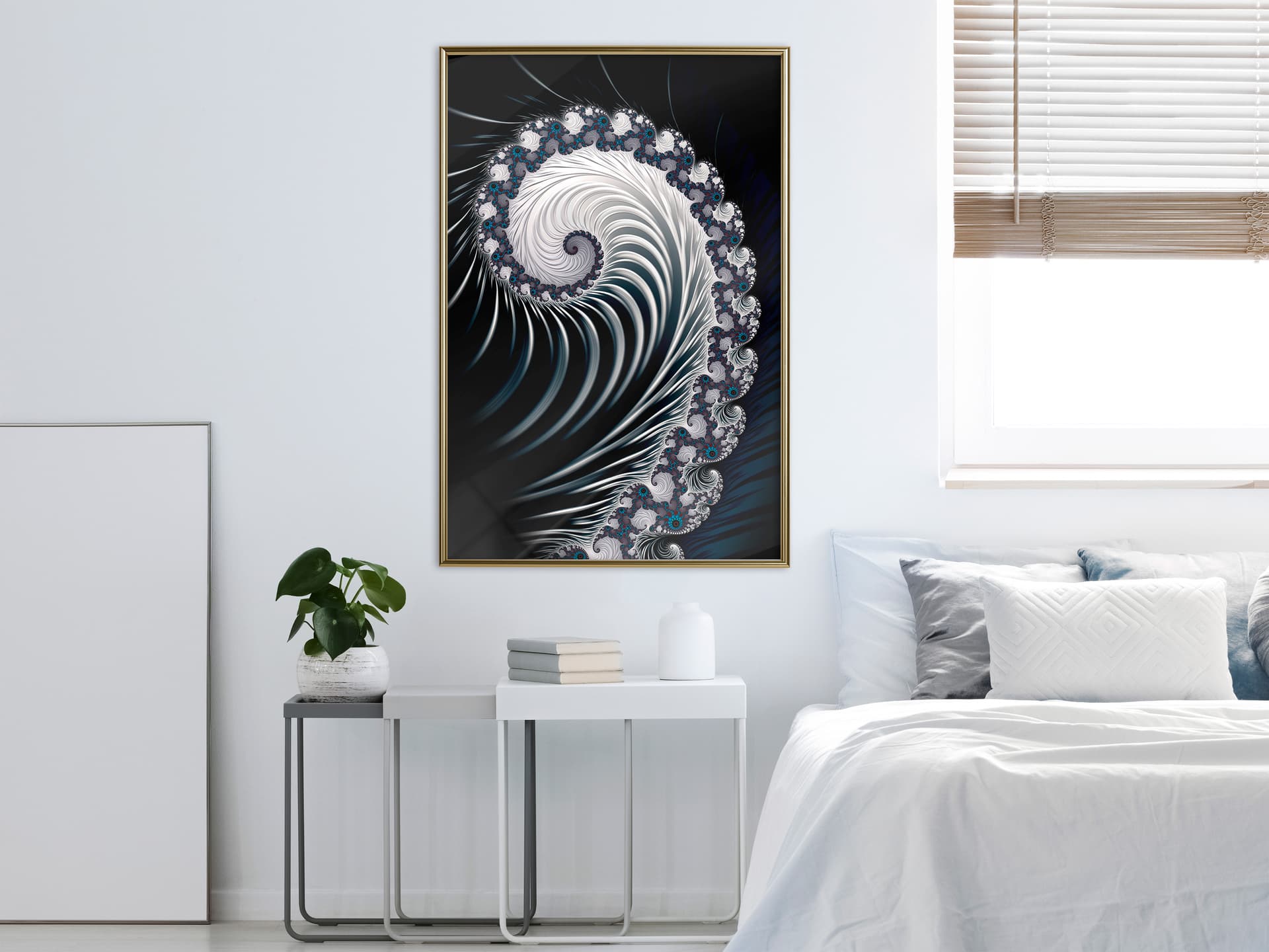 

Plakat - Fraktalna spirala (negatyw) (rozmiar 20x30, wykończenie Rama złota)