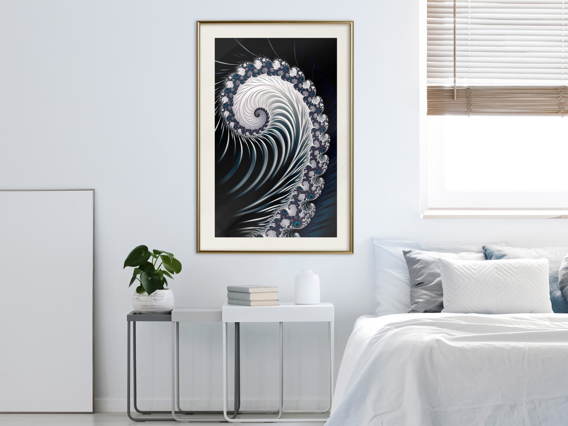 

Plakat - Fraktalna spirala (negatyw) (rozmiar 30x45, wykończenie Rama złota z passe-partout)