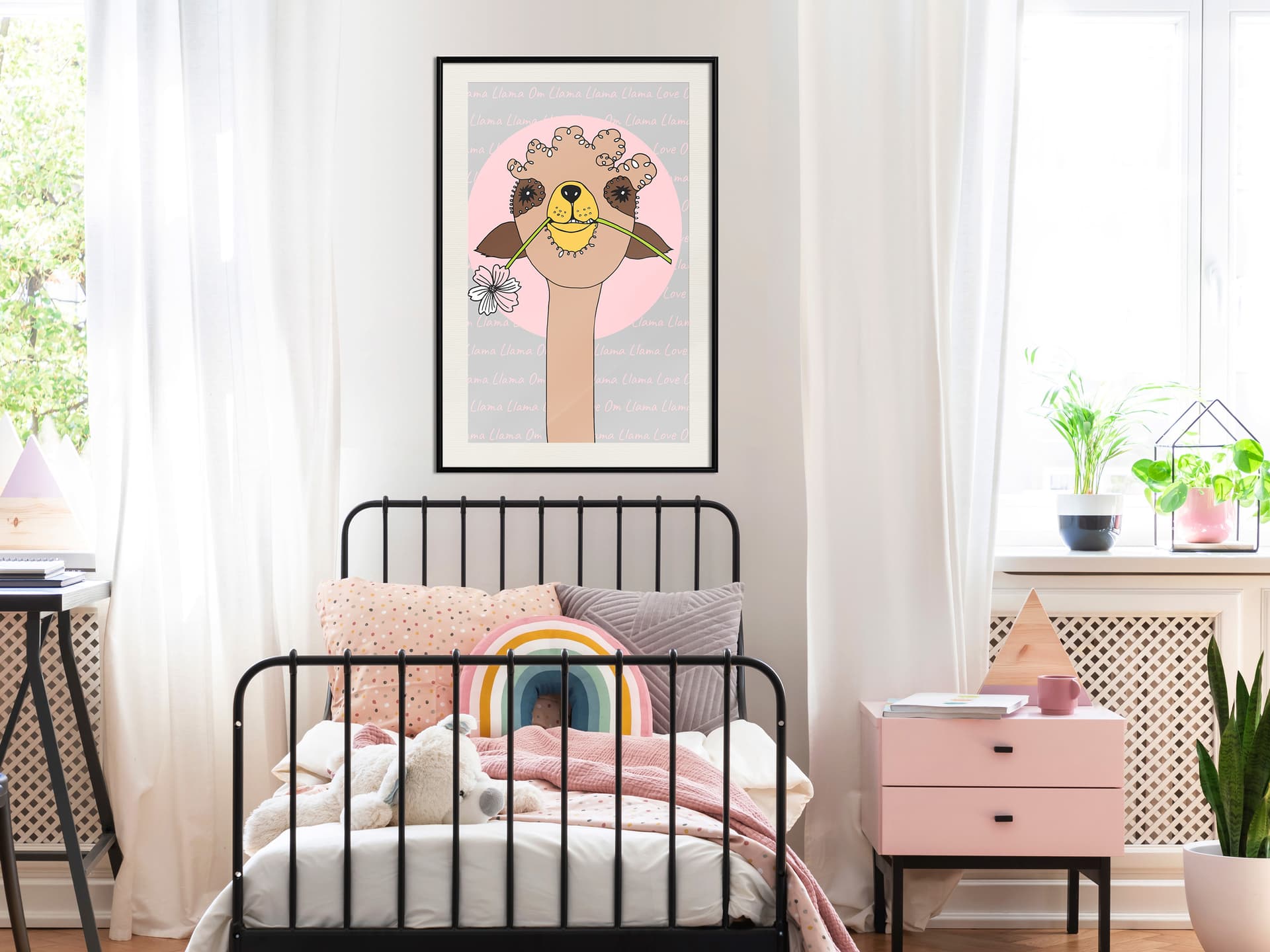 

Plakat - Urocza lama (rozmiar 20x30, wykończenie Rama czarna z passe-partout)