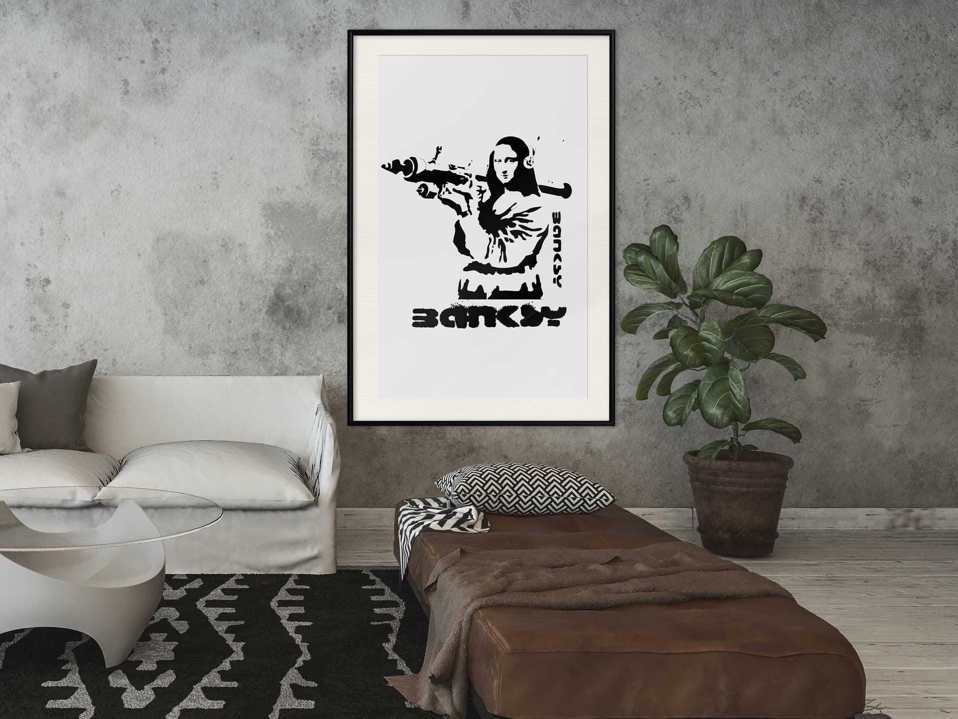 

Plakat - Banksy: Mona Lisa with Bazooka I (rozmiar 20x30, wykończenie Rama czarna z passe-partout)