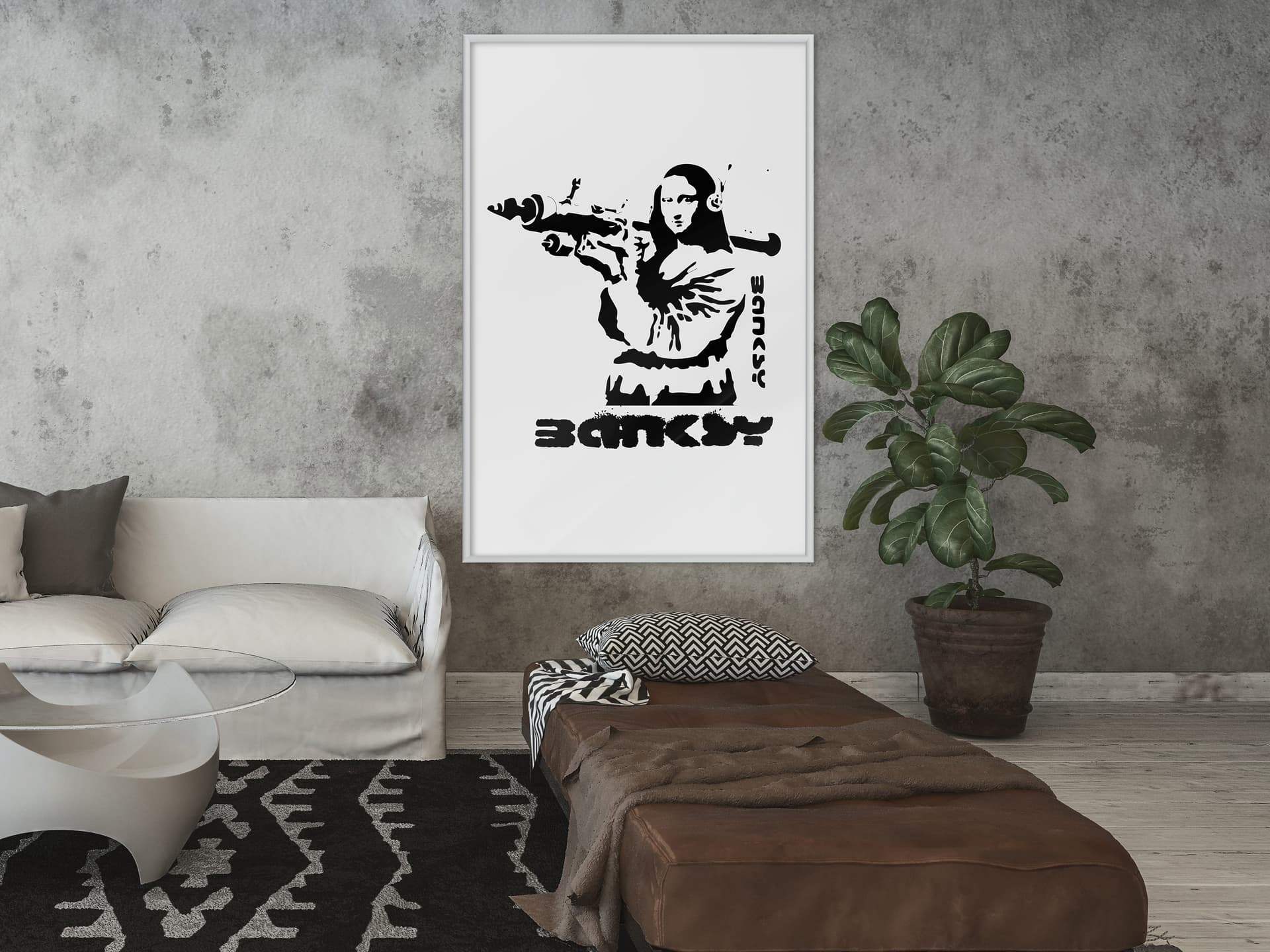 

Plakat - Banksy: Mona Lisa with Bazooka I (rozmiar 30x45, wykończenie Rama biała)