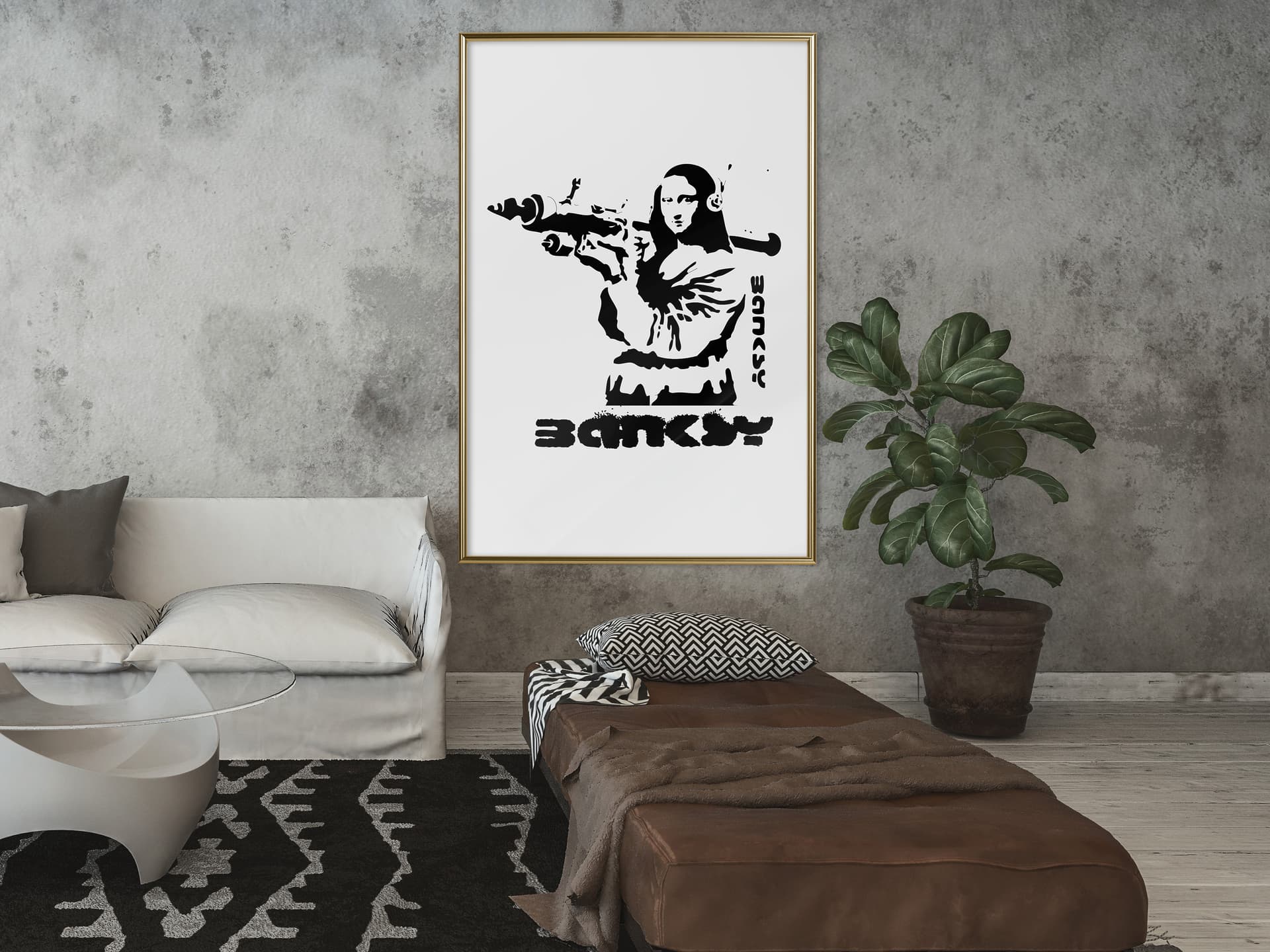 

Plakat - Banksy: Mona Lisa with Bazooka I (rozmiar 30x45, wykończenie Rama złota)