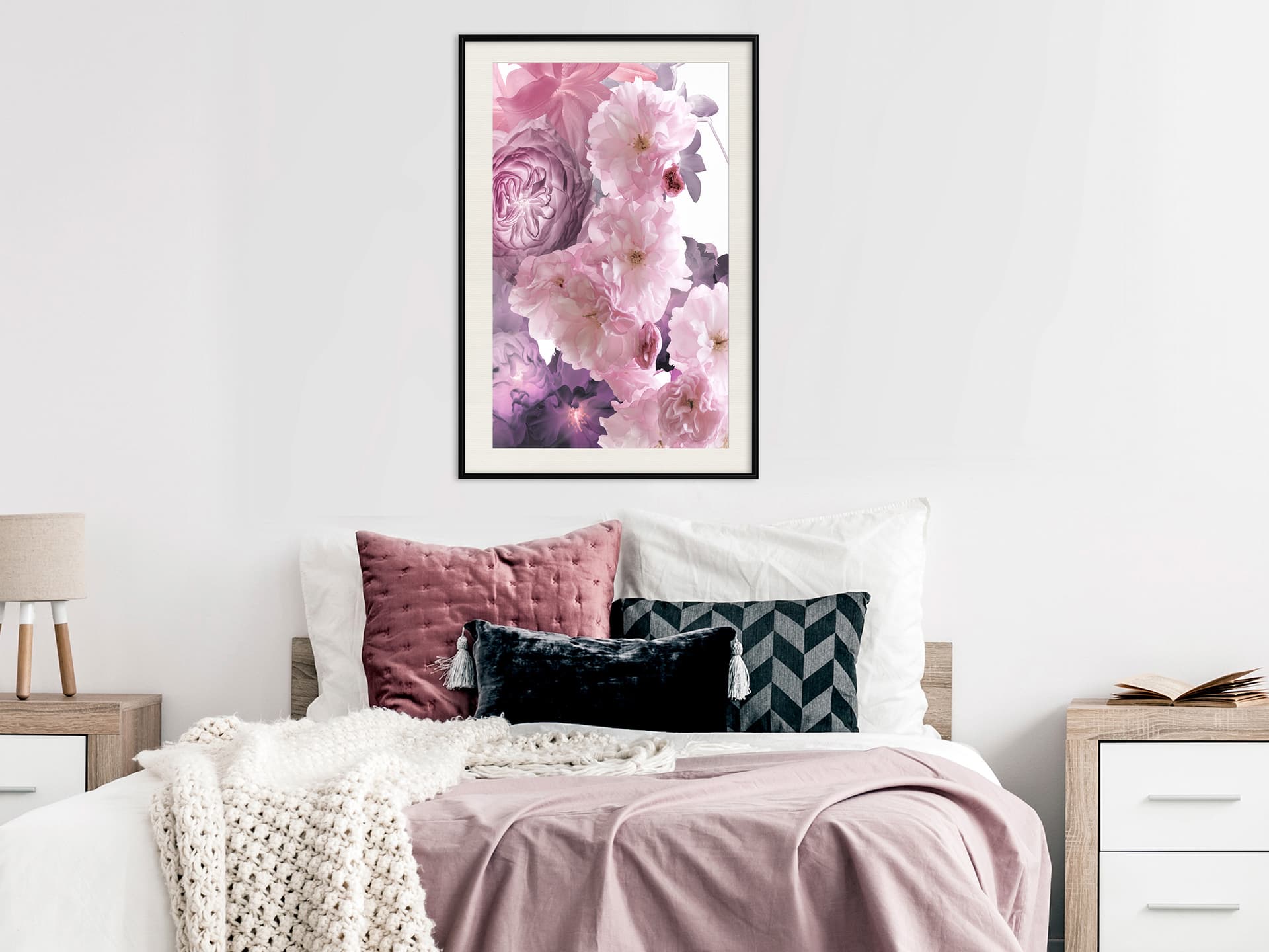

Plakat - Różowy bukiet (rozmiar 20x30, wykończenie Rama czarna z passe-partout)