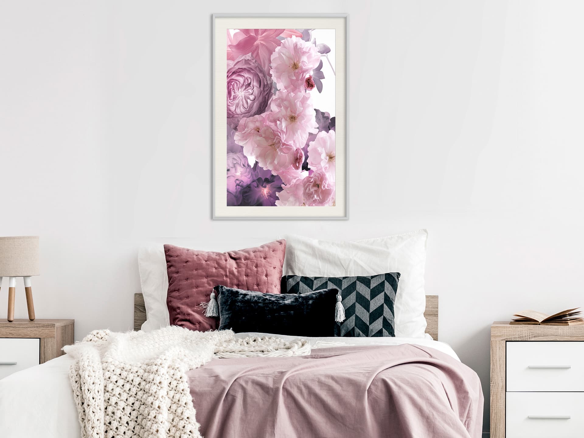 

Plakat - Różowy bukiet (rozmiar 20x30, wykończenie Rama biała z passe-partout)
