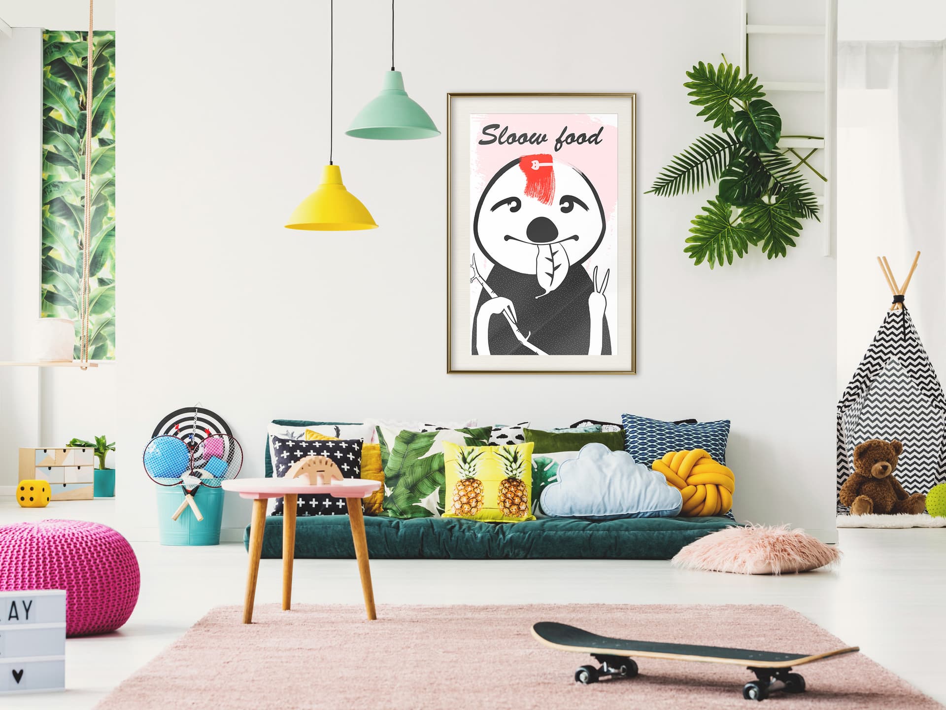 

Plakat - Ulubione jedzenie leniwca (rozmiar 20x30, wykończenie Rama złota z passe-partout)