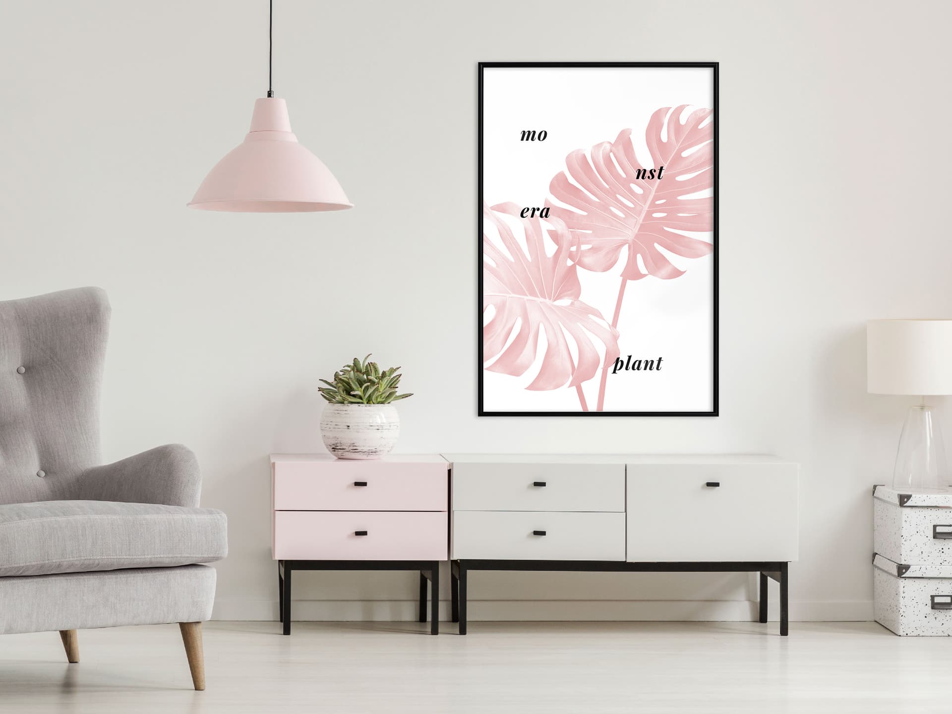 

Plakat - Bladoróżowa monstera (rozmiar 20x30, wykończenie Rama czarna)