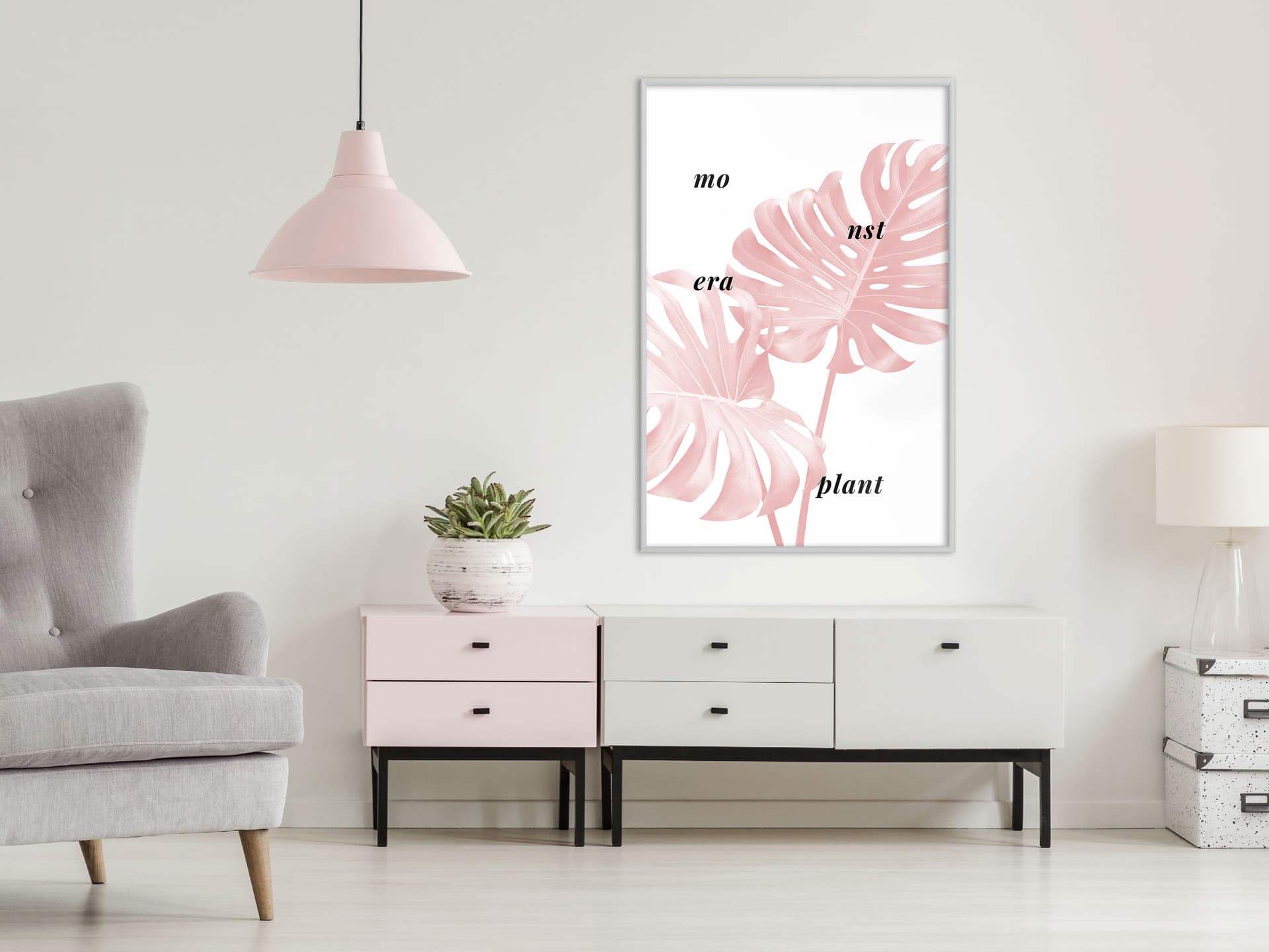 

Plakat - Bladoróżowa monstera (rozmiar 20x30, wykończenie Rama biała)