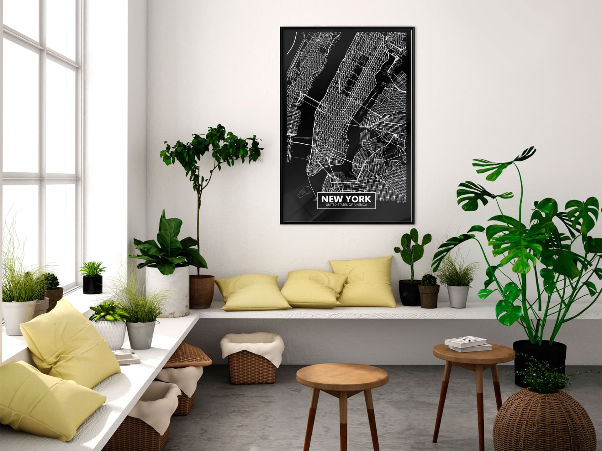 

Plakat - Plan miasta: Nowy Jork (ciemny) (rozmiar 30x45, wykończenie Rama czarna)