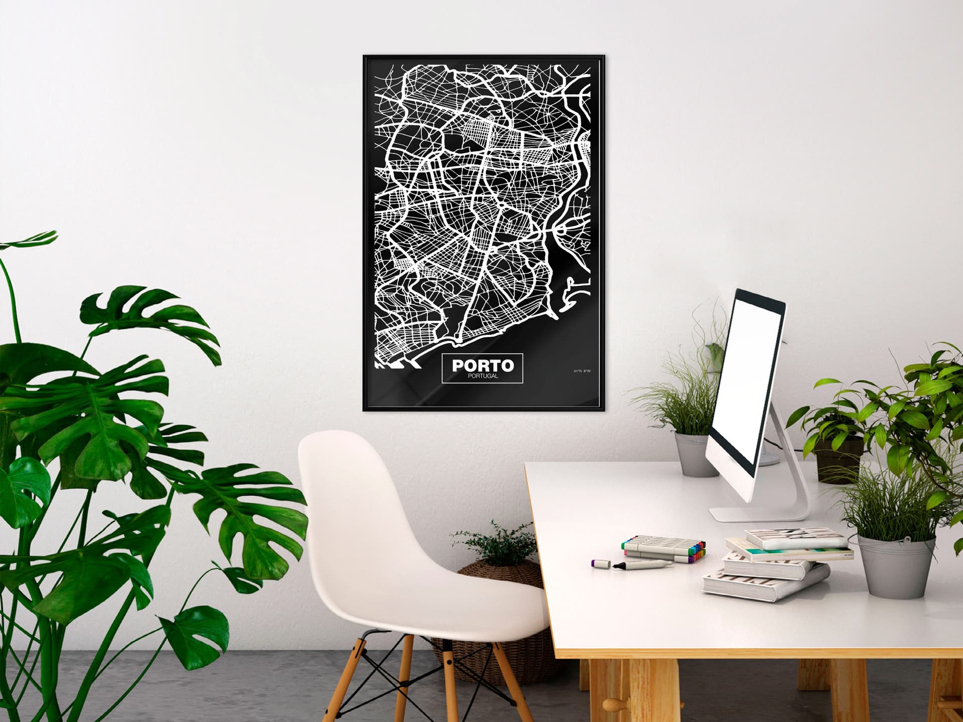 

Plakat - Plan miasta: Porto (ciemny) (rozmiar 20x30, wykończenie Rama czarna)