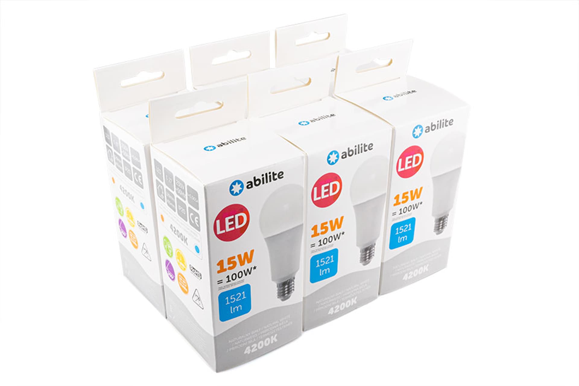 

ŻARÓWKA LED ABILITE KLASYCZNA MLECZNA B.NEUTRALNA E27 15W/230V 1521LM A65 /6-pack