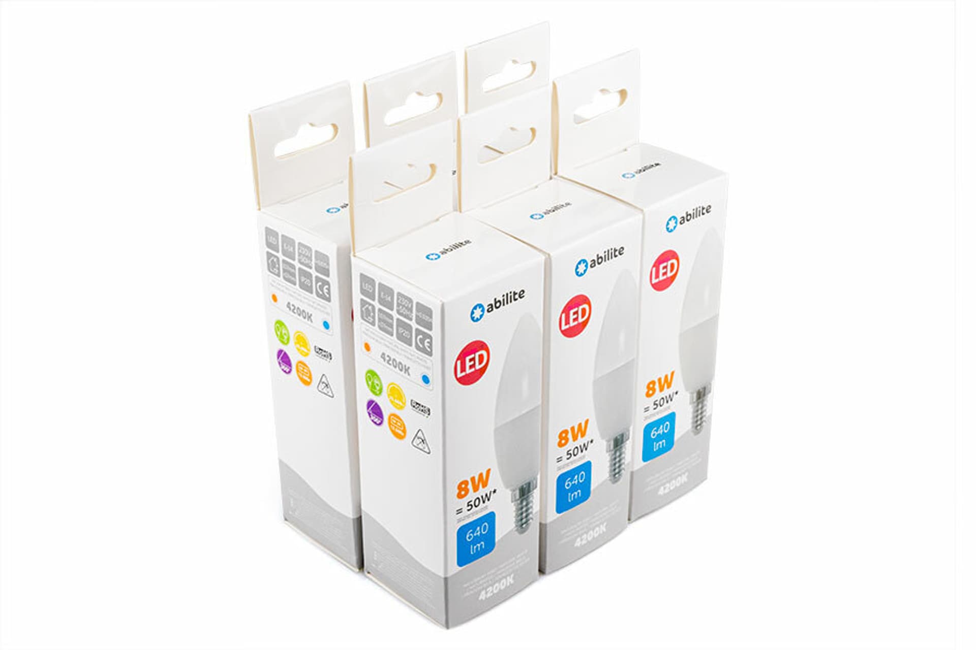 

ŻARÓWKA LED ABILITE ŚWIECZKA MLECZNA B.NEUTRALNA E14 8W/230V 640LM C37 /6-pack