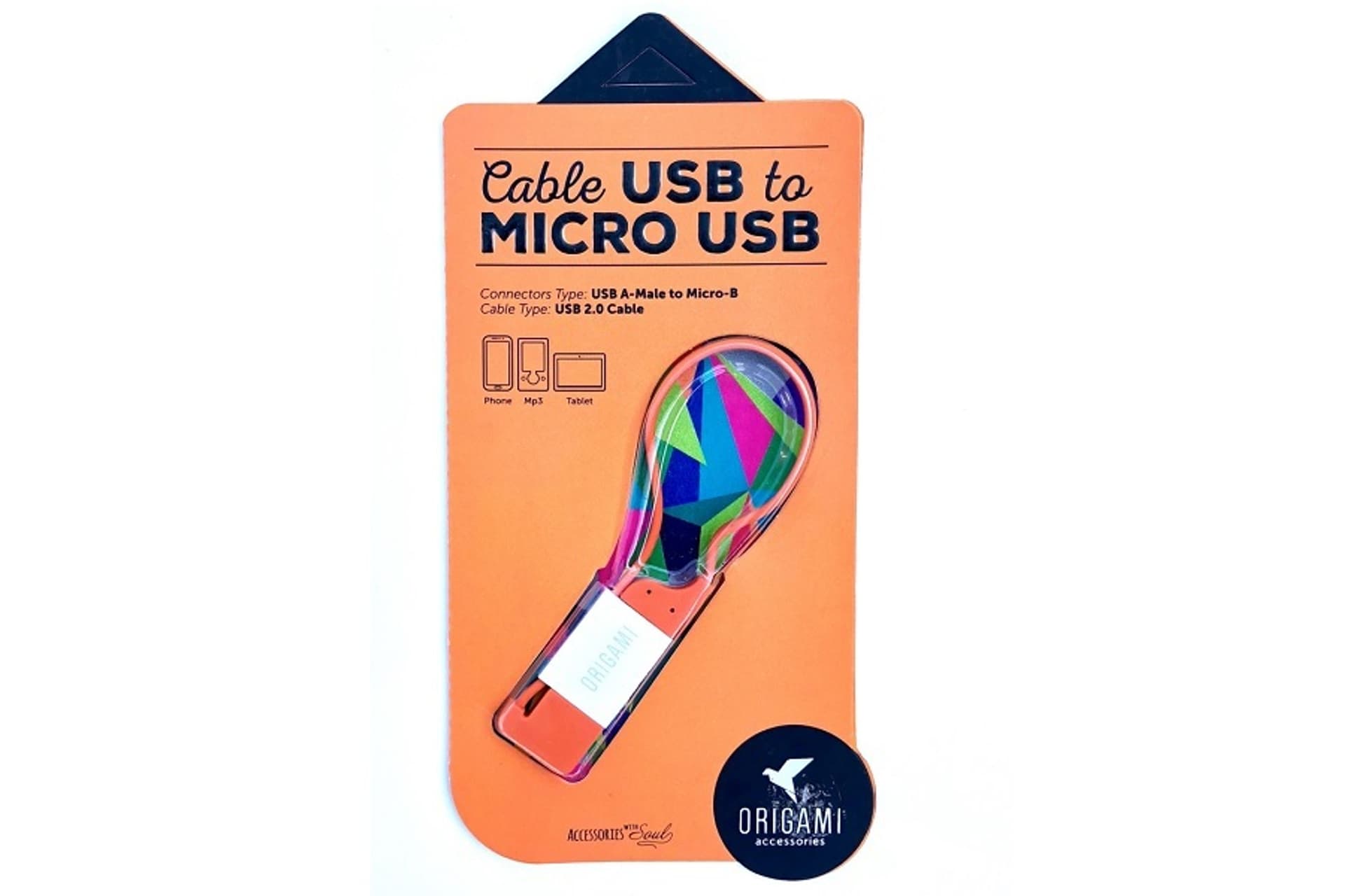 

KABEL LARK USB-A(M)->micro USB-B(M) 0.18M ORIGAMI ORANGE, M) 0.18m origami orang