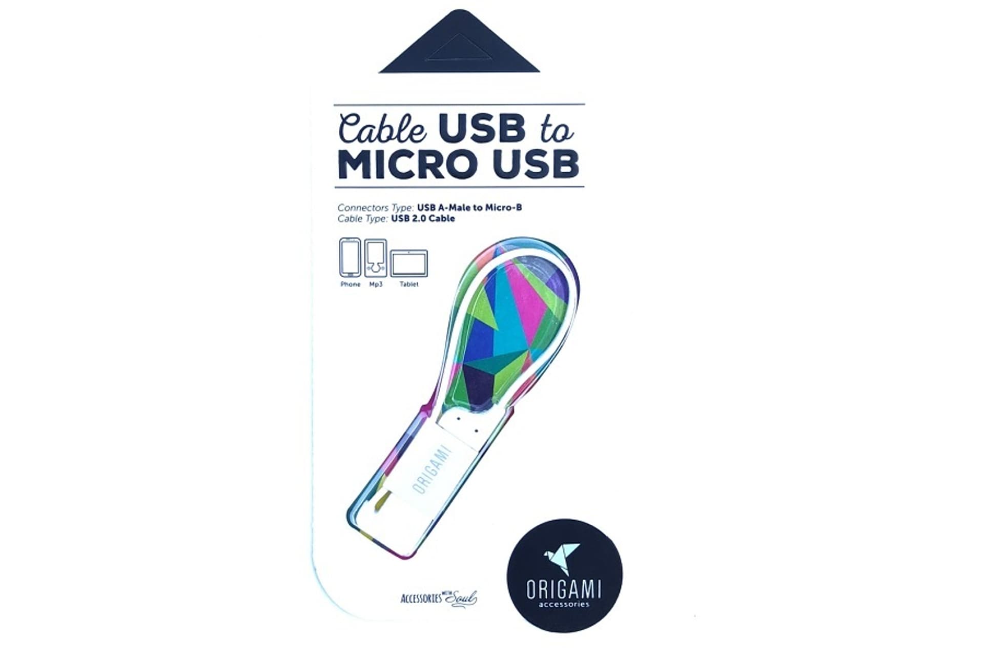 

KABEL LARK USB-A(M)->micro USB-B(M) 0.18M ORIGAMI WHITE, M) 0.18m origami whit