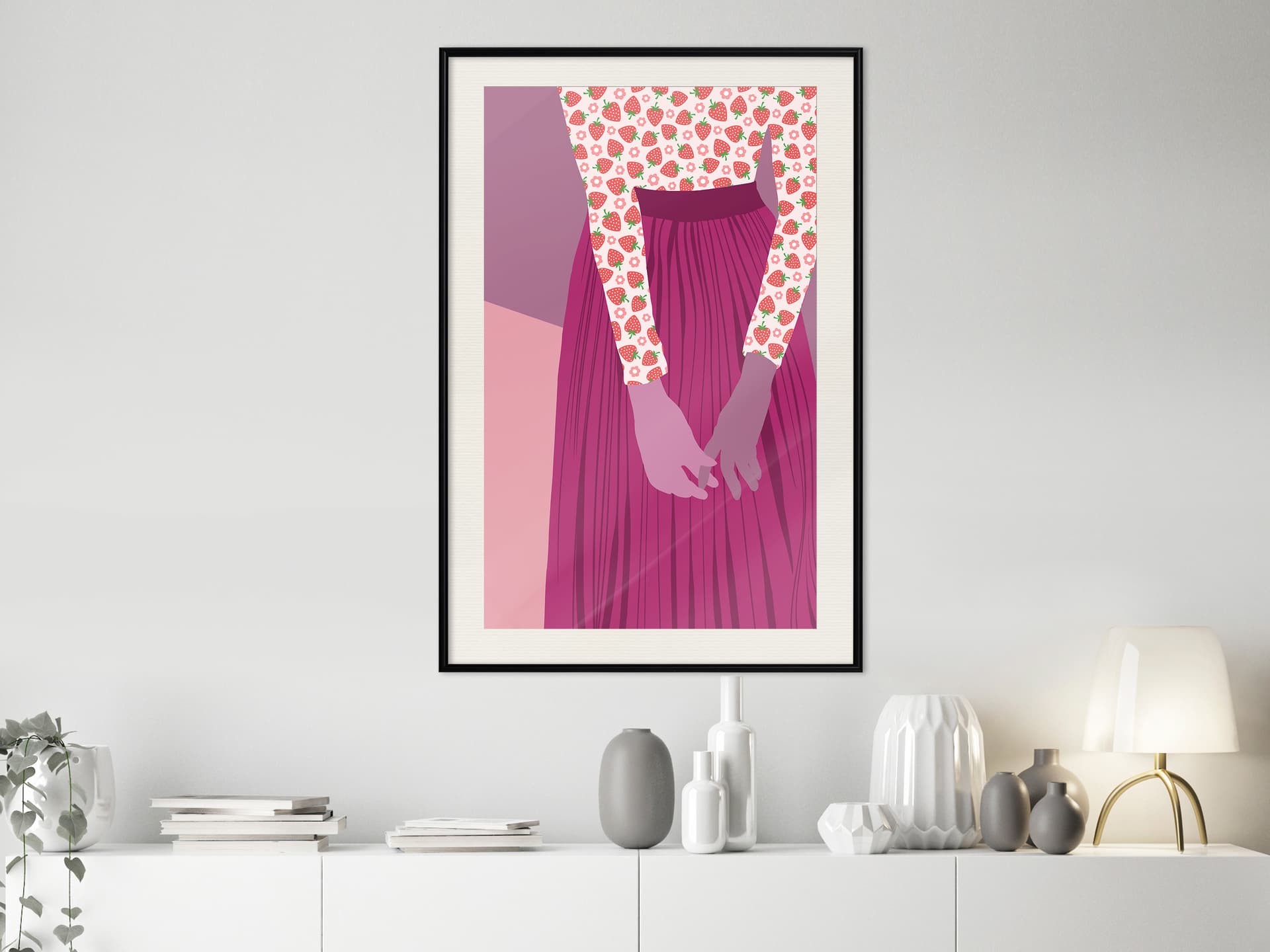 

Plakat - Bluzka w owoce (rozmiar 40x60, wykończenie Rama czarna z passe-partout)