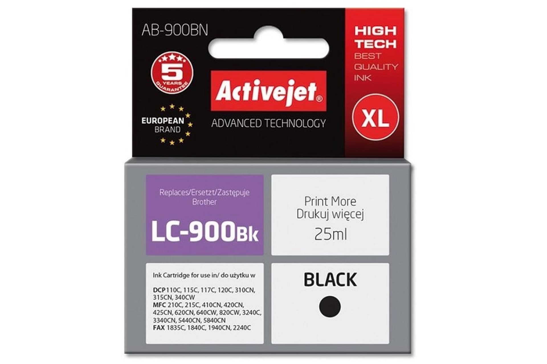 

Activejet AB-900BN Tusz (zamiennik Brother LC900BK; Supreme; 25 ml; czarny)