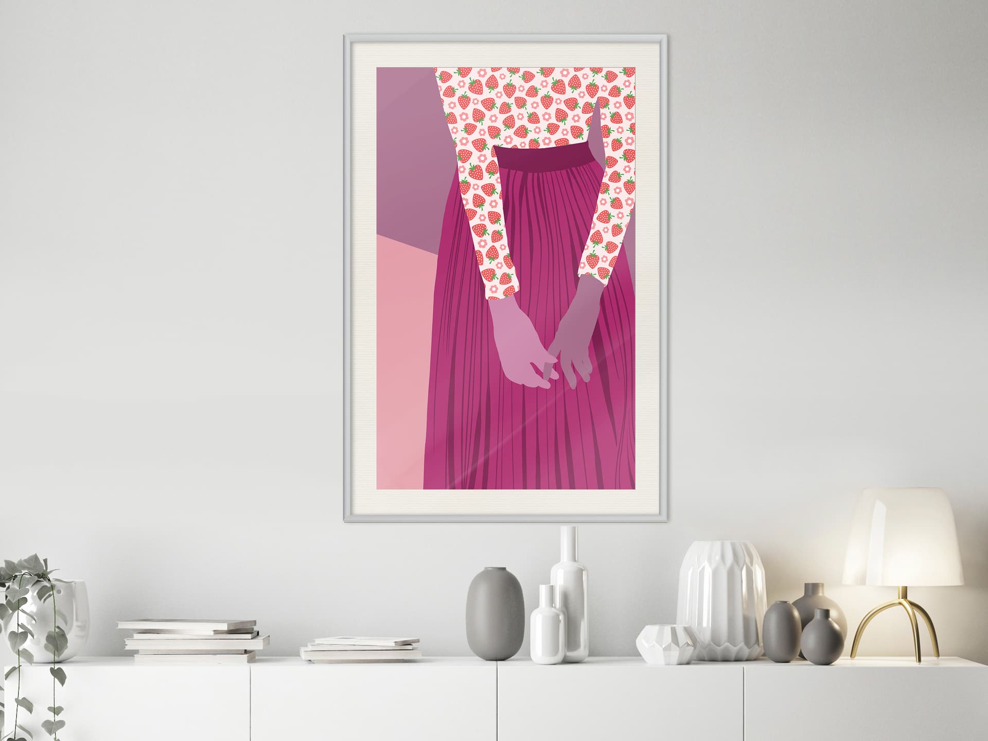 

Plakat - Bluzka w owoce (rozmiar 30x45, wykończenie Rama biała z passe-partout)