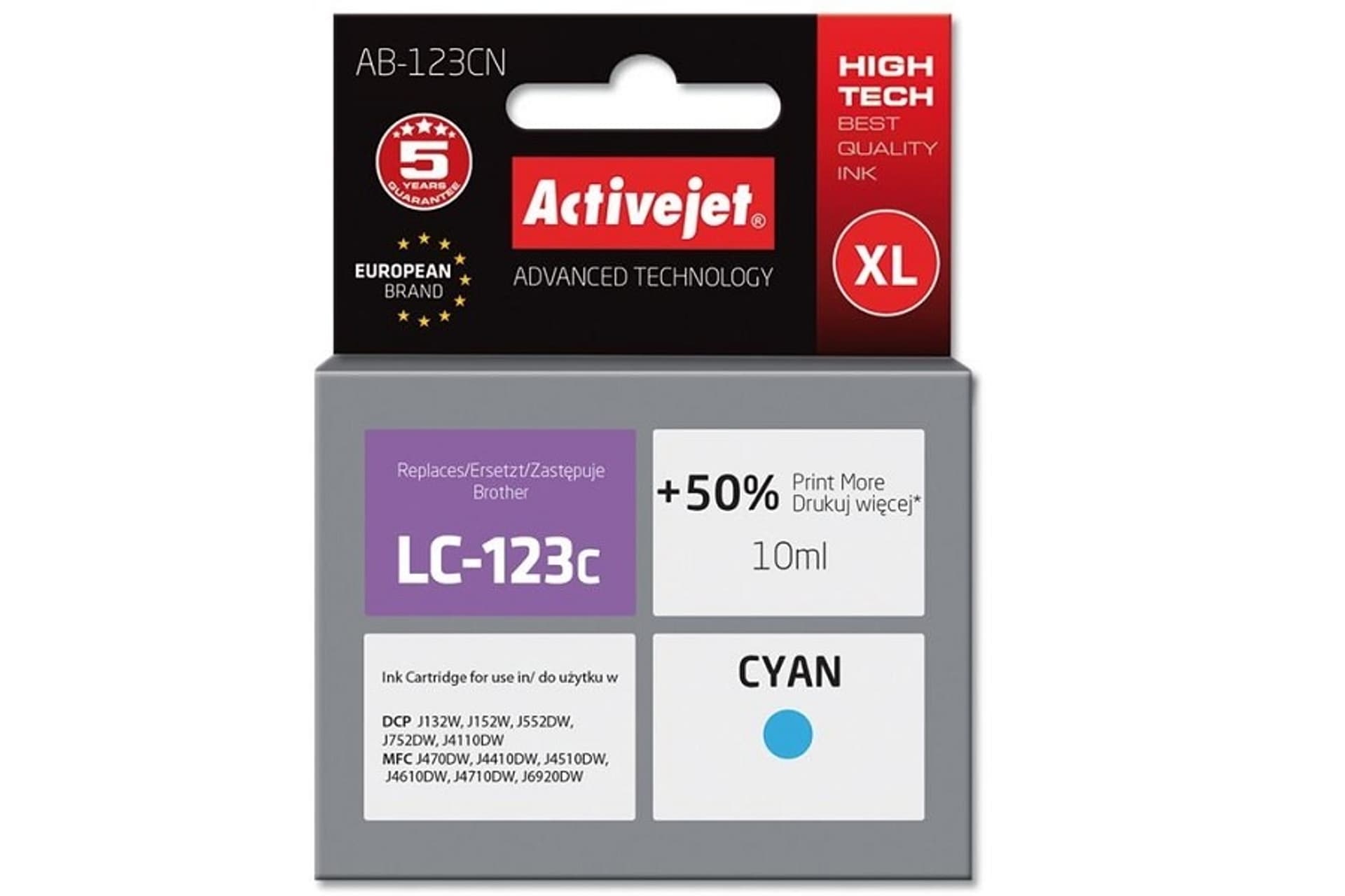 

Tusz Activejet AB-123CN (zamiennik Brother LC123C/121C; Supreme; 10 ml; niebieski)