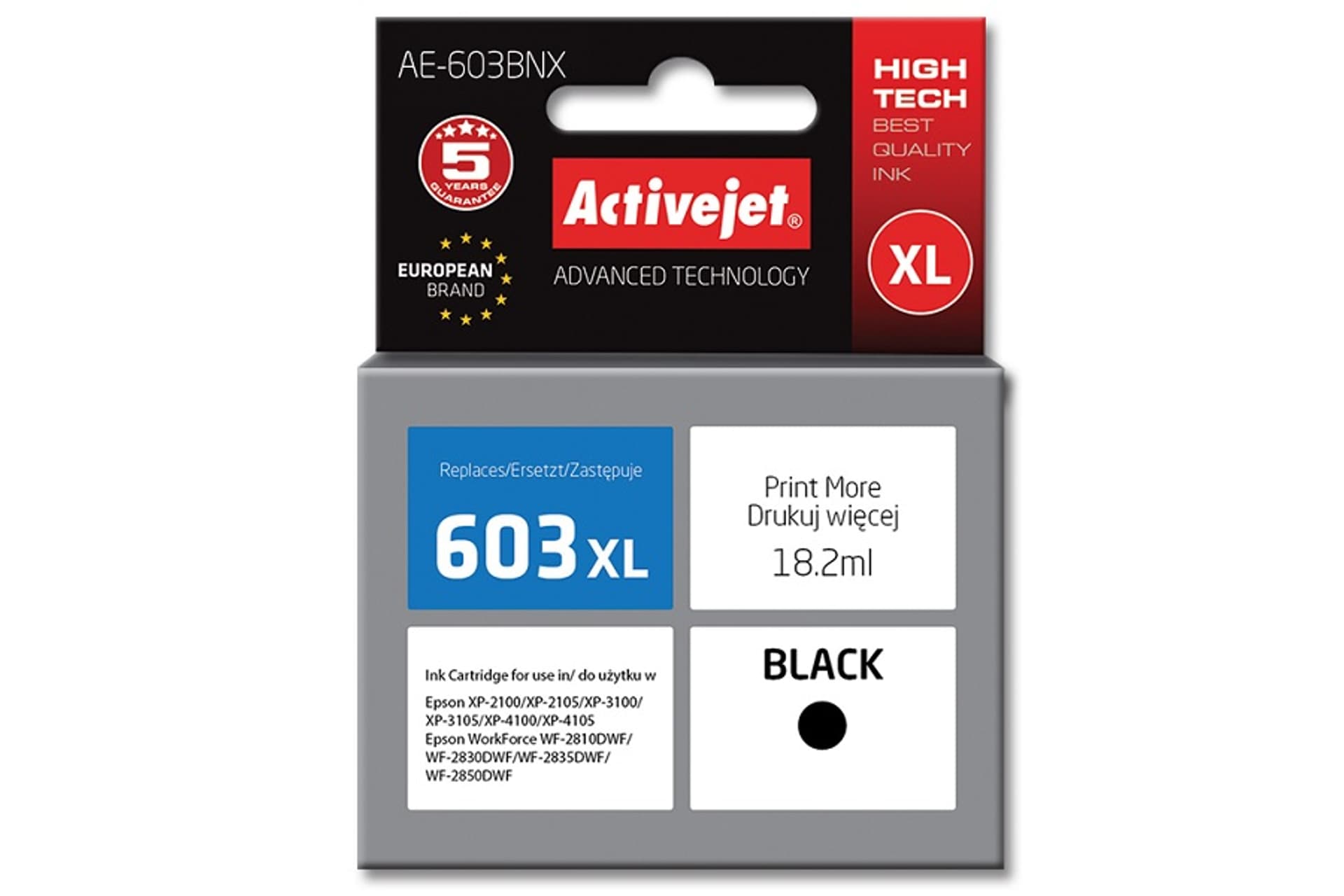 

Tusz Activejet AE-603BNX (zamiennik Epson 603XL T03A14; Supreme; 18,2 ml; czarny)