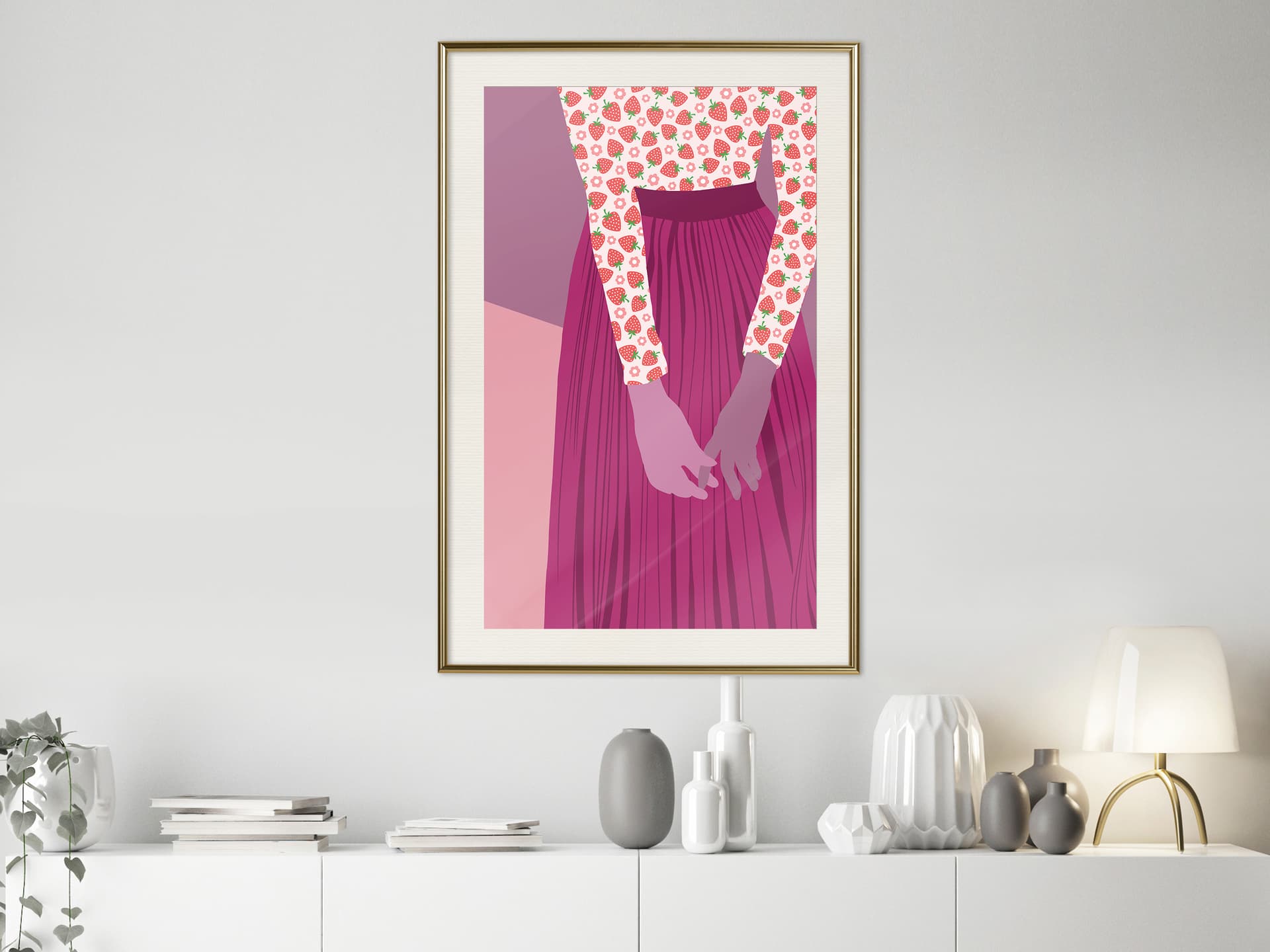 

Plakat - Bluzka w owoce (rozmiar 30x45, wykończenie Rama złota z passe-partout)