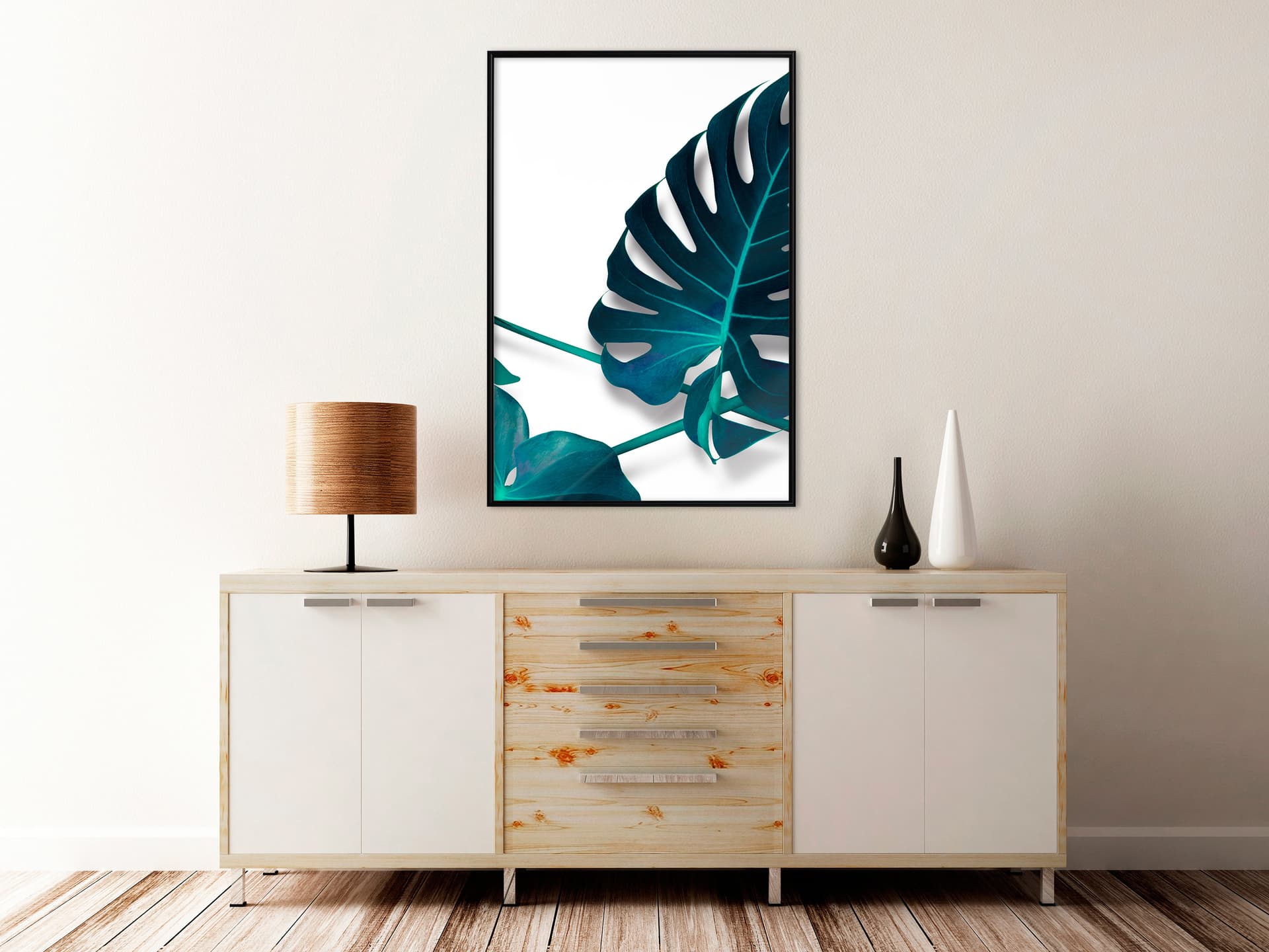 

Plakat - Turkusowa monstera I (rozmiar 40x60, wykończenie Rama czarna)