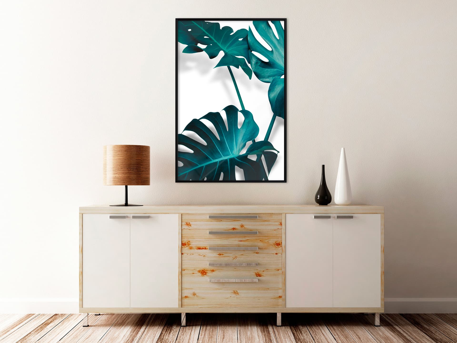 

Plakat - Turkusowa monstera II (rozmiar 30x45, wykończenie Rama czarna)