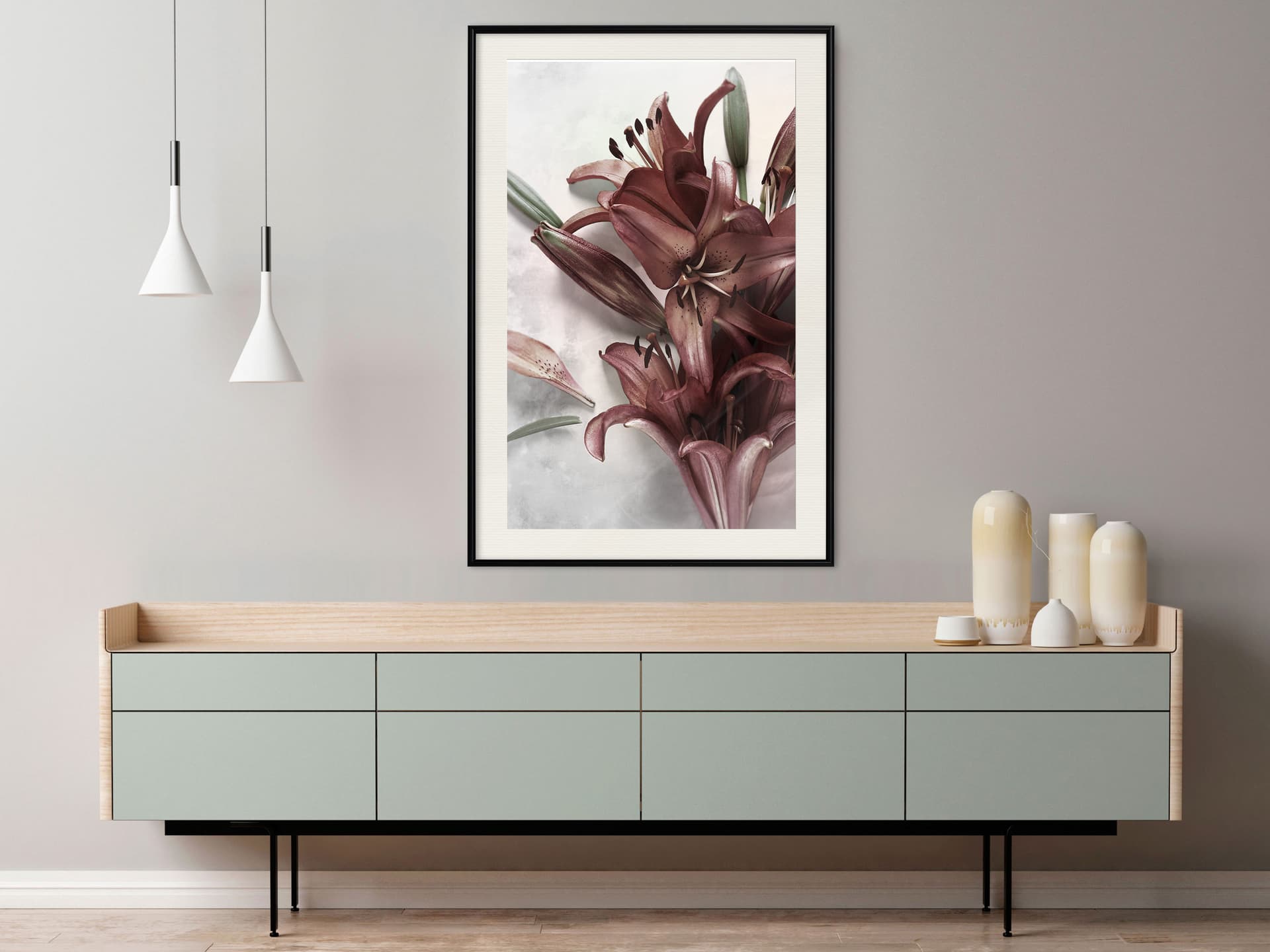

Plakat - Burgundowe ukojenie (rozmiar 20x30, wykończenie Rama czarna z passe-partout)