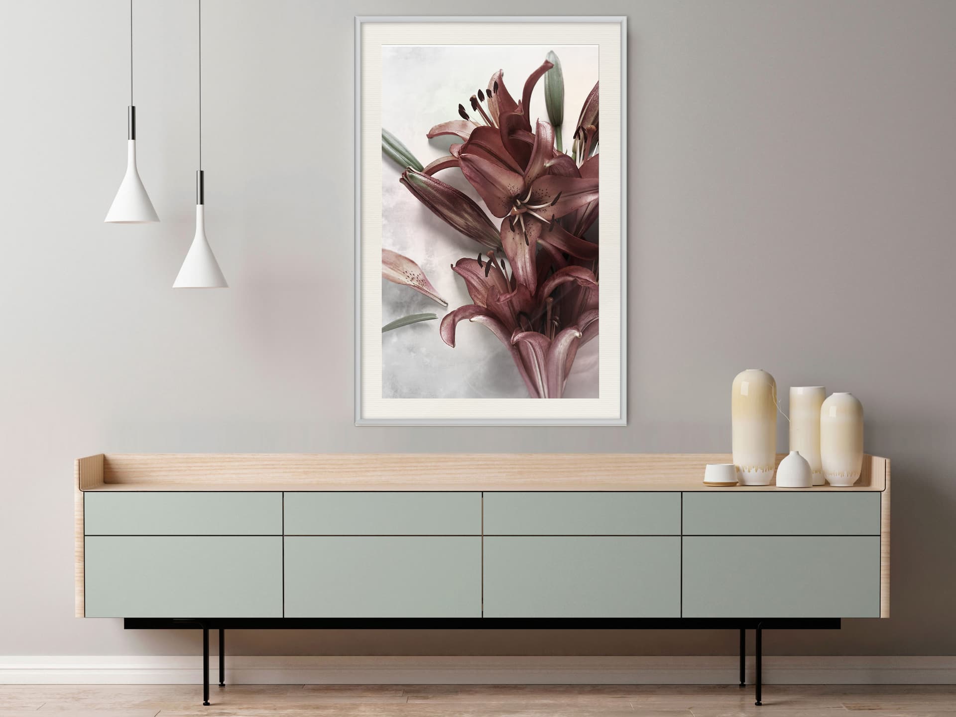 

Plakat - Burgundowe ukojenie (rozmiar 40x60, wykończenie Rama biała z passe-partout)