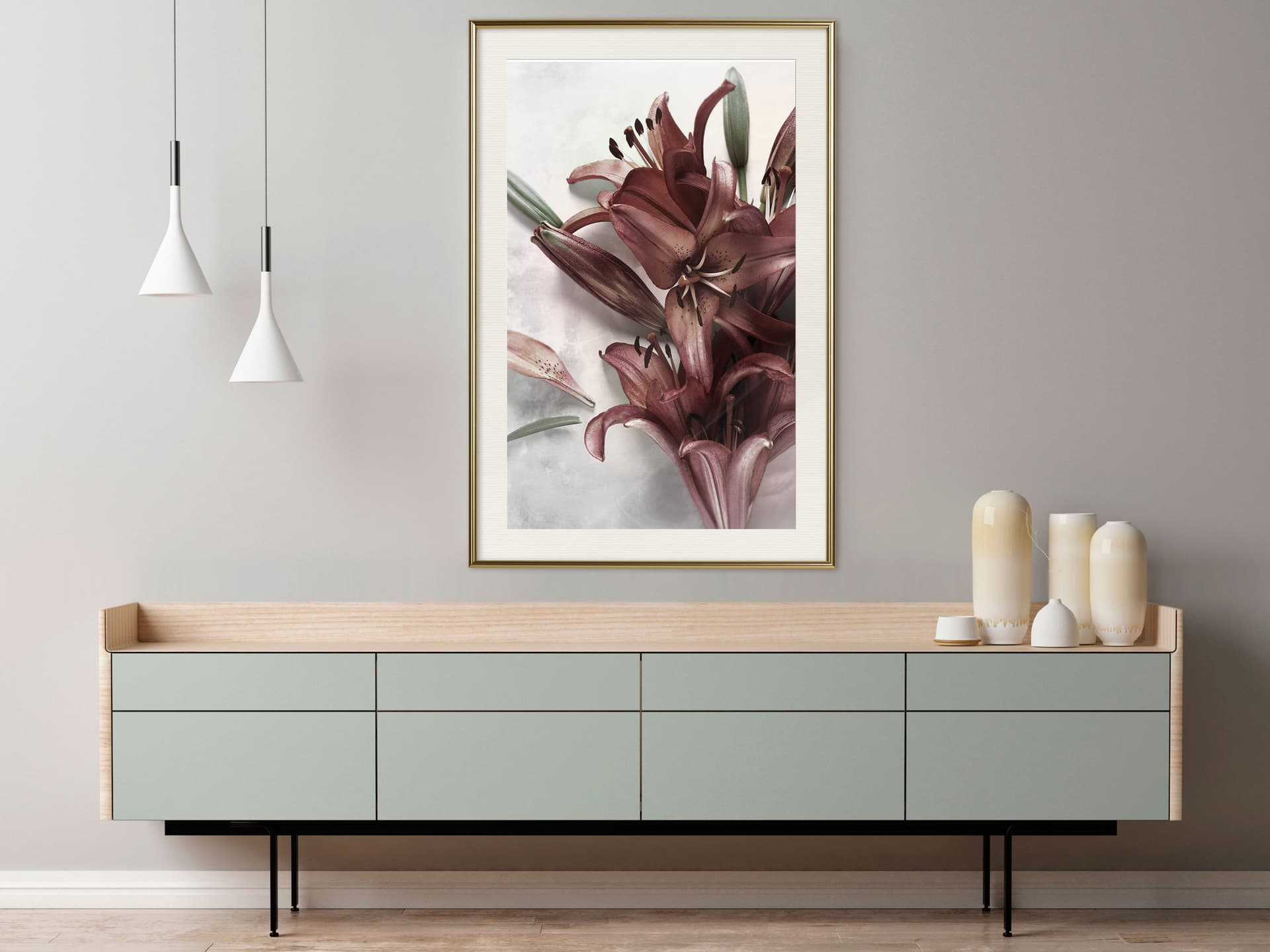 

Plakat - Burgundowe ukojenie (rozmiar 40x60, wykończenie Rama złota z passe-partout)
