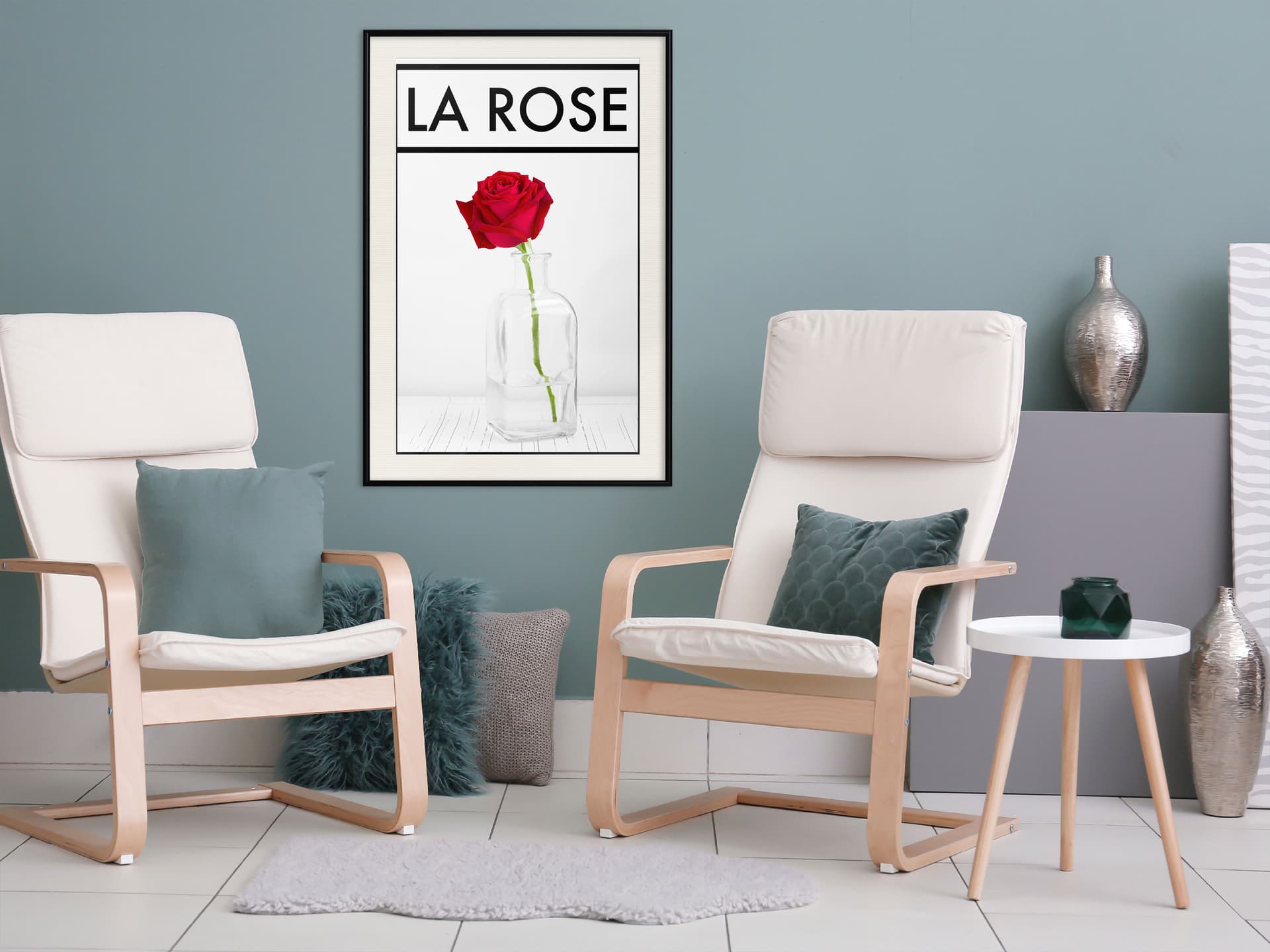 

Plakat - Róża w wazonie (rozmiar 20x30, wykończenie Rama czarna z passe-partout)