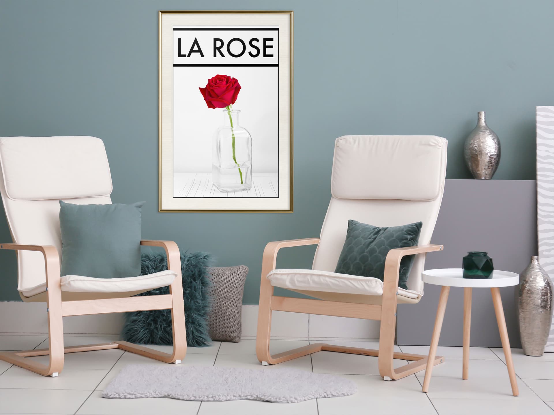 

Plakat - Róża w wazonie (rozmiar 40x60, wykończenie Rama złota z passe-partout)