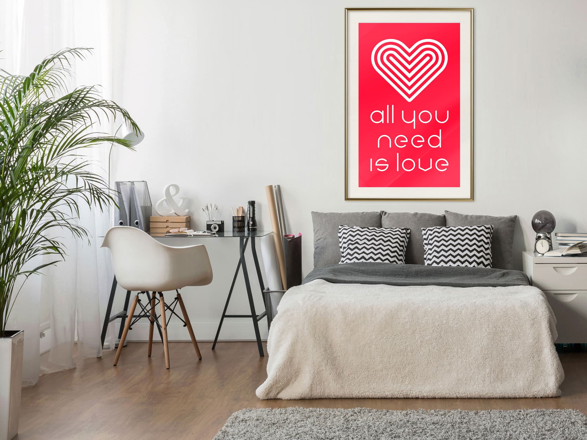 

Plakat - Wszędzie miłość (rozmiar 30x45, wykończenie Rama złota z passe-partout)