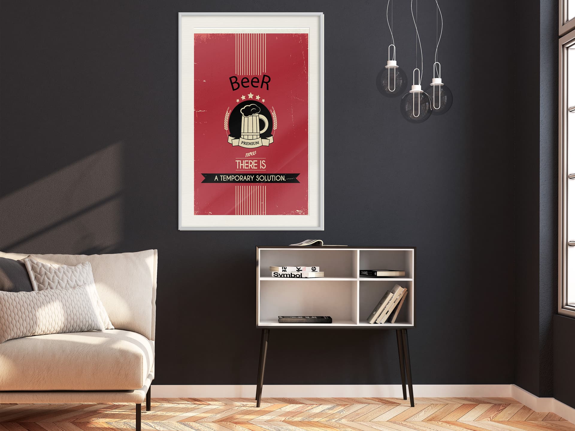 

Plakat - Tymczasowe rozwiązanie (rozmiar 30x45, wykończenie Rama biała z passe-partout)