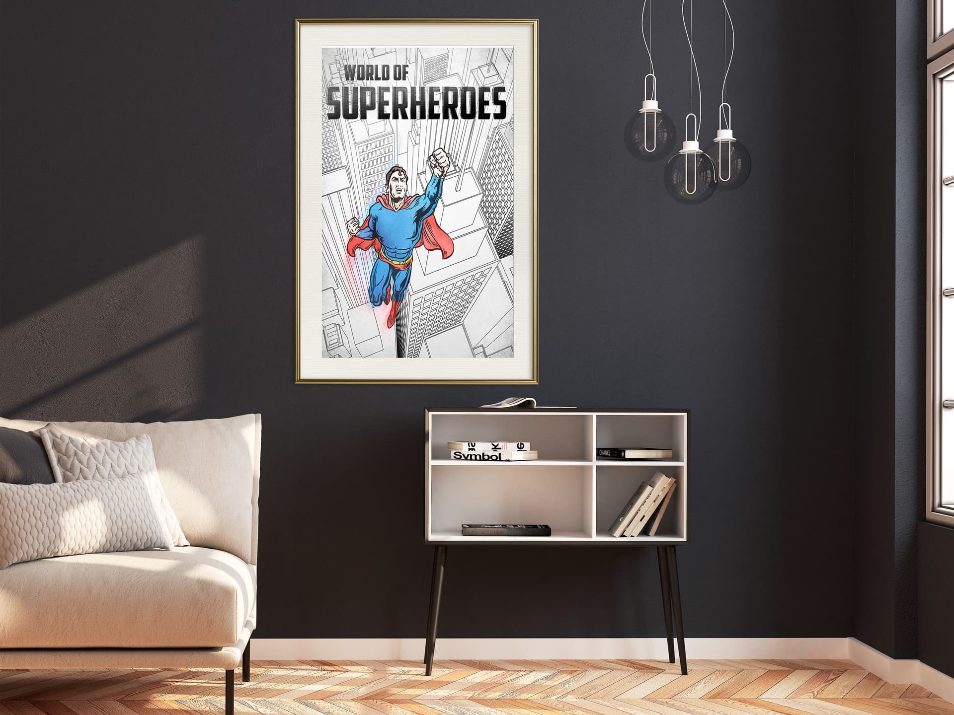 

Plakat - Superbohater (rozmiar 20x30, wykończenie Rama złota z passe-partout)
