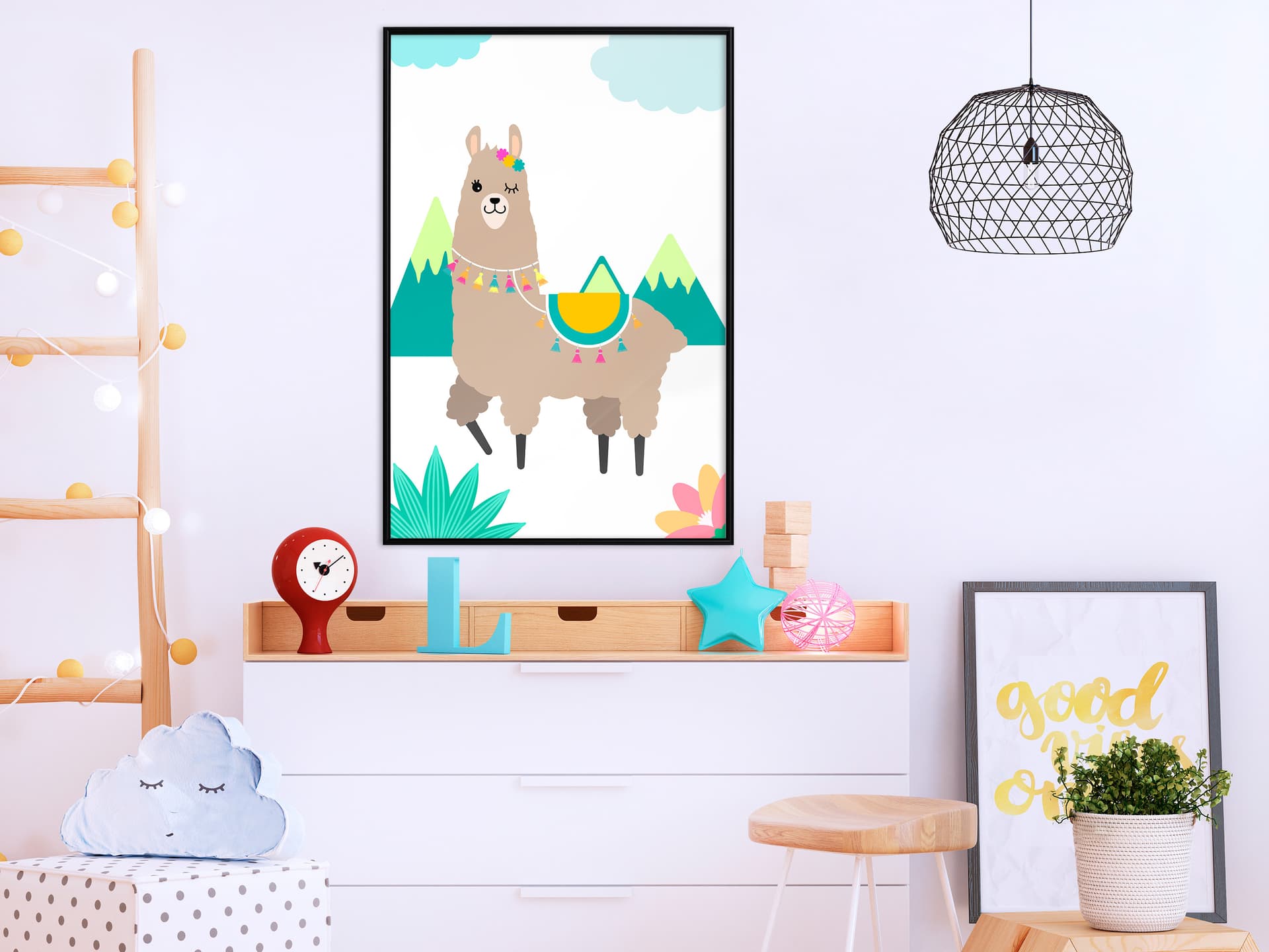 

Plakat - Rozbrykana lama (rozmiar 20x30, wykończenie Rama czarna)