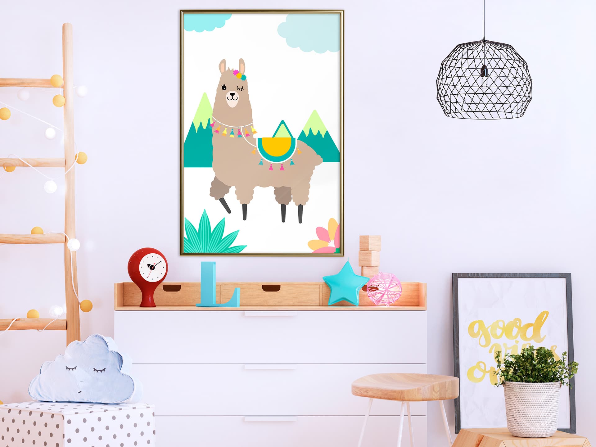 

Plakat - Rozbrykana lama (rozmiar 20x30, wykończenie Rama złota)